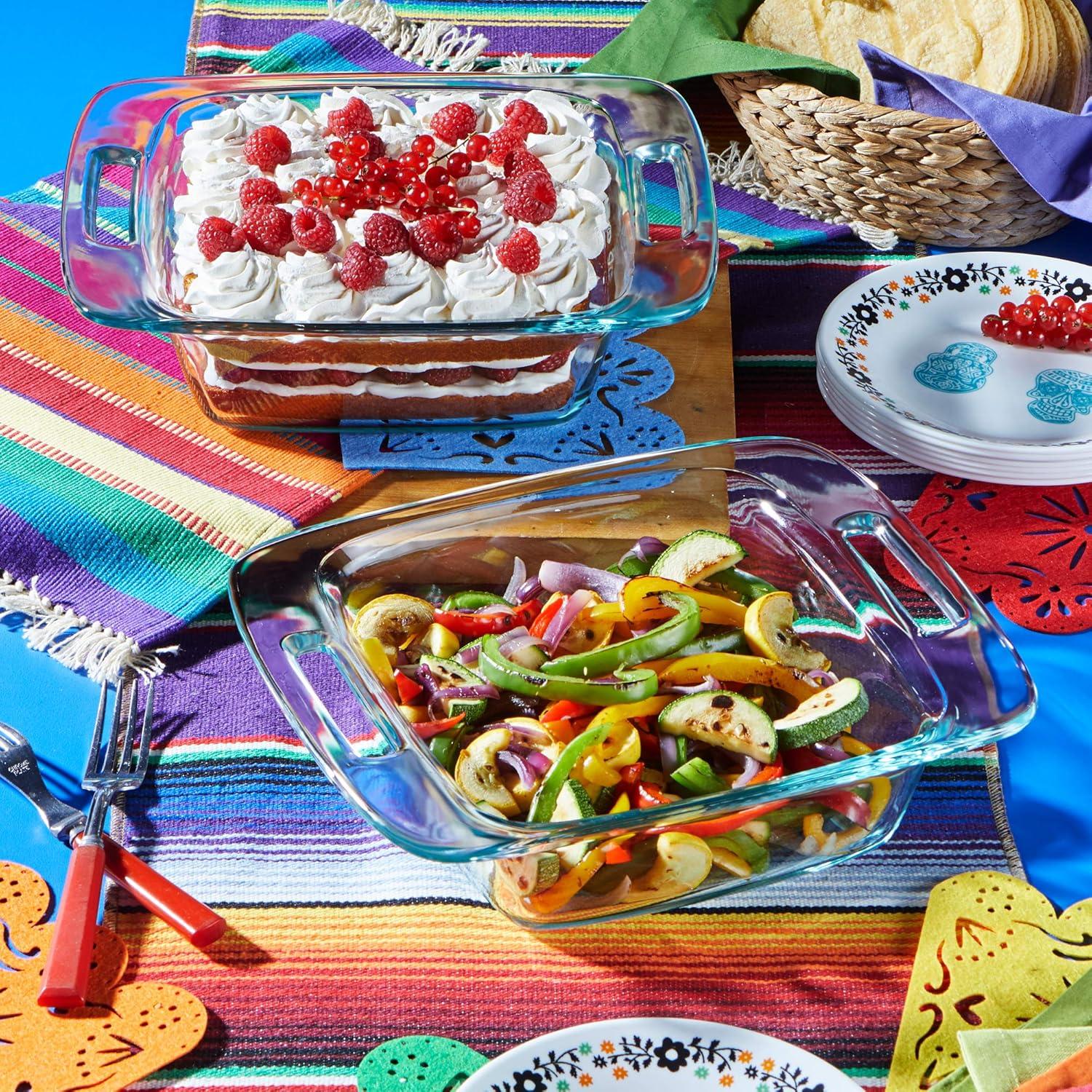 image:imagePyrex 2Pack Extra Large Glass Baking Dish Set With Lids and Handles Oven and Freezer Safe2 QT 2 QT