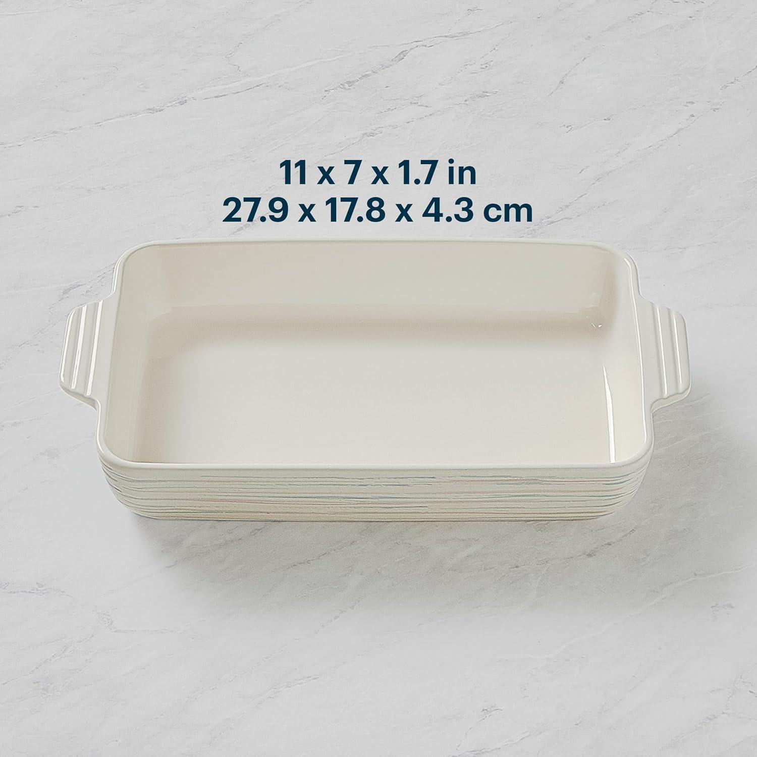image:imagePyrex 3Piece Ceramic Bakeware Set Nonstick Casserole Dish with Handles Lasagna Oven Pans Bakers For Baking Roasting Steaming Rectangular2 Quart