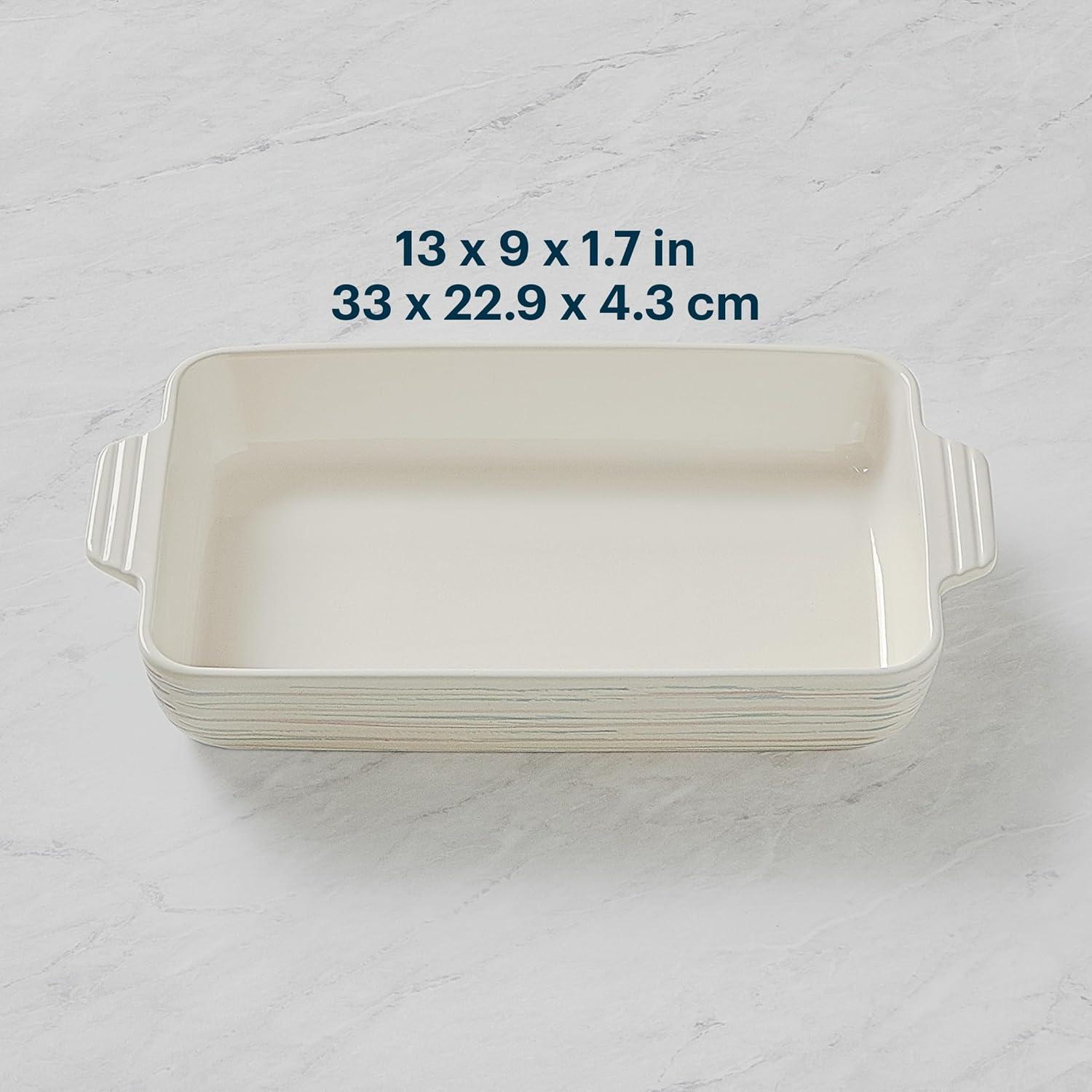 image:imagePyrex 3Piece Ceramic Bakeware Set Nonstick Casserole Dish with Handles Lasagna Oven Pans Bakers For Baking Roasting Steaming Rectangular3 Quart