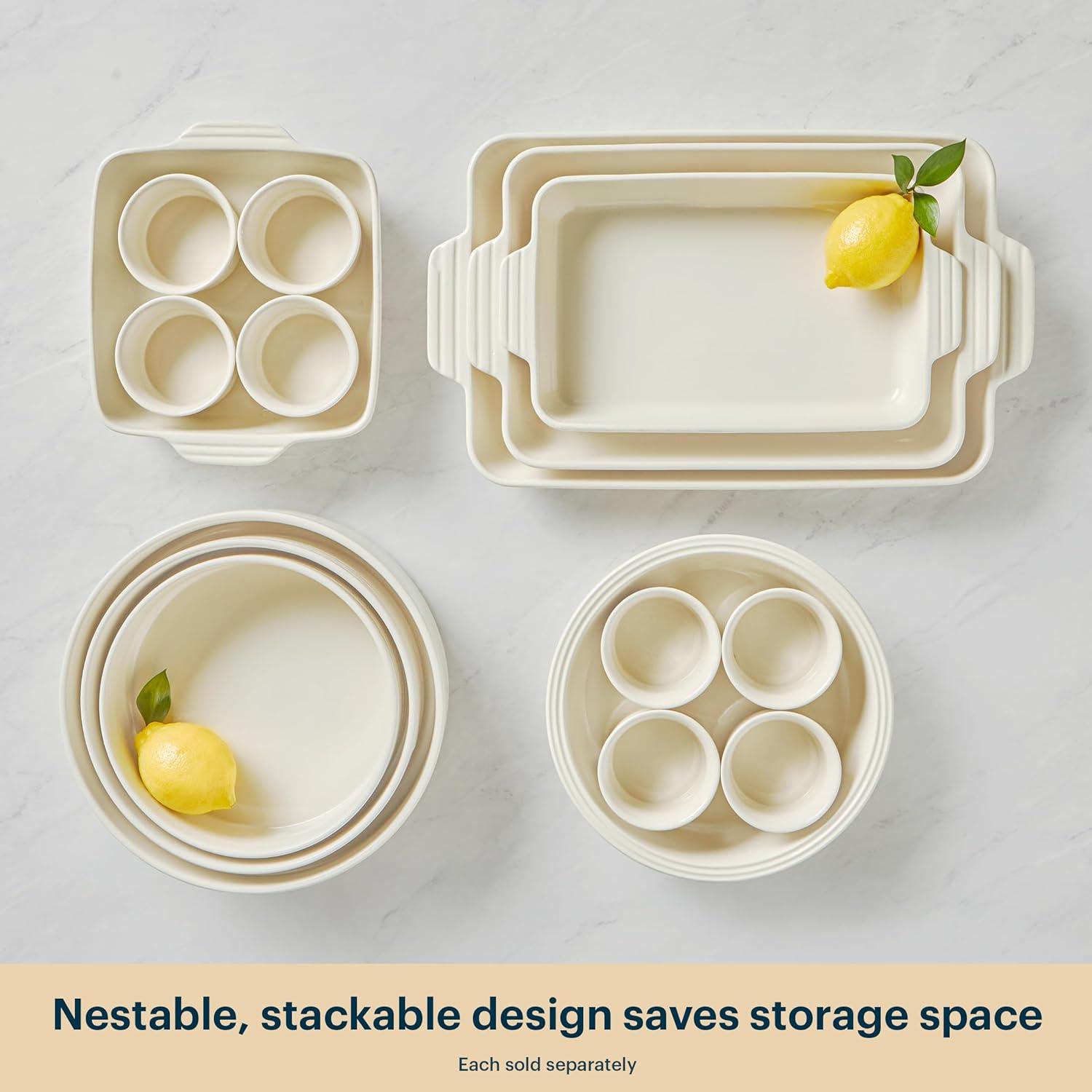 image:imagePyrex 3Piece Ceramic Bakeware Set Nonstick Casserole Dish with Handles Lasagna Oven Pans Bakers For Baking Roasting Steaming RectangularValue Pack 2 3 4 Quart