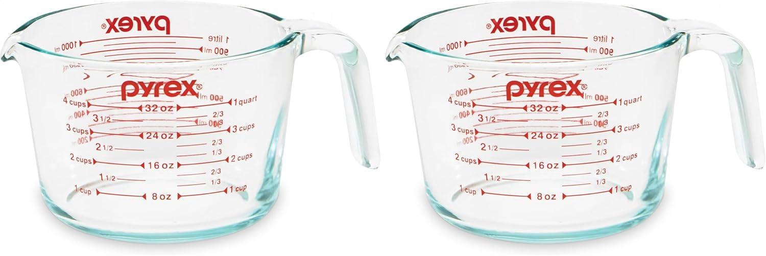image:imagePyrex 4Cup Glass Measuring Cup For Baking and Cooking Dishwasher Freezer Microwave and Preheated Oven Safe Essential Kitchen ToolsClear