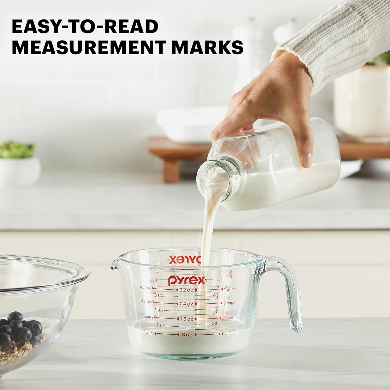 image:imagePyrex 4Cup Glass Measuring Cup For Baking and Cooking Dishwasher Freezer Microwave and Preheated Oven Safe Essential Kitchen ToolsClear