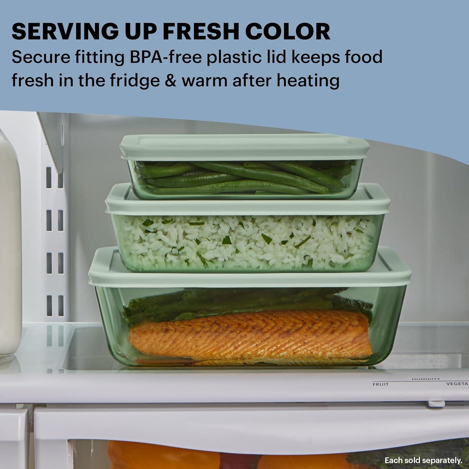 image:imagePyrex Colors 3Pack Medium Tinted Glass Round Food Storage Container Set Snug Fit NonToxic Plastic BPAFree Lids Freezer Dishwasher Microwave Safe 2 Cup 4 Cup amp 7 Cup BlueGreen