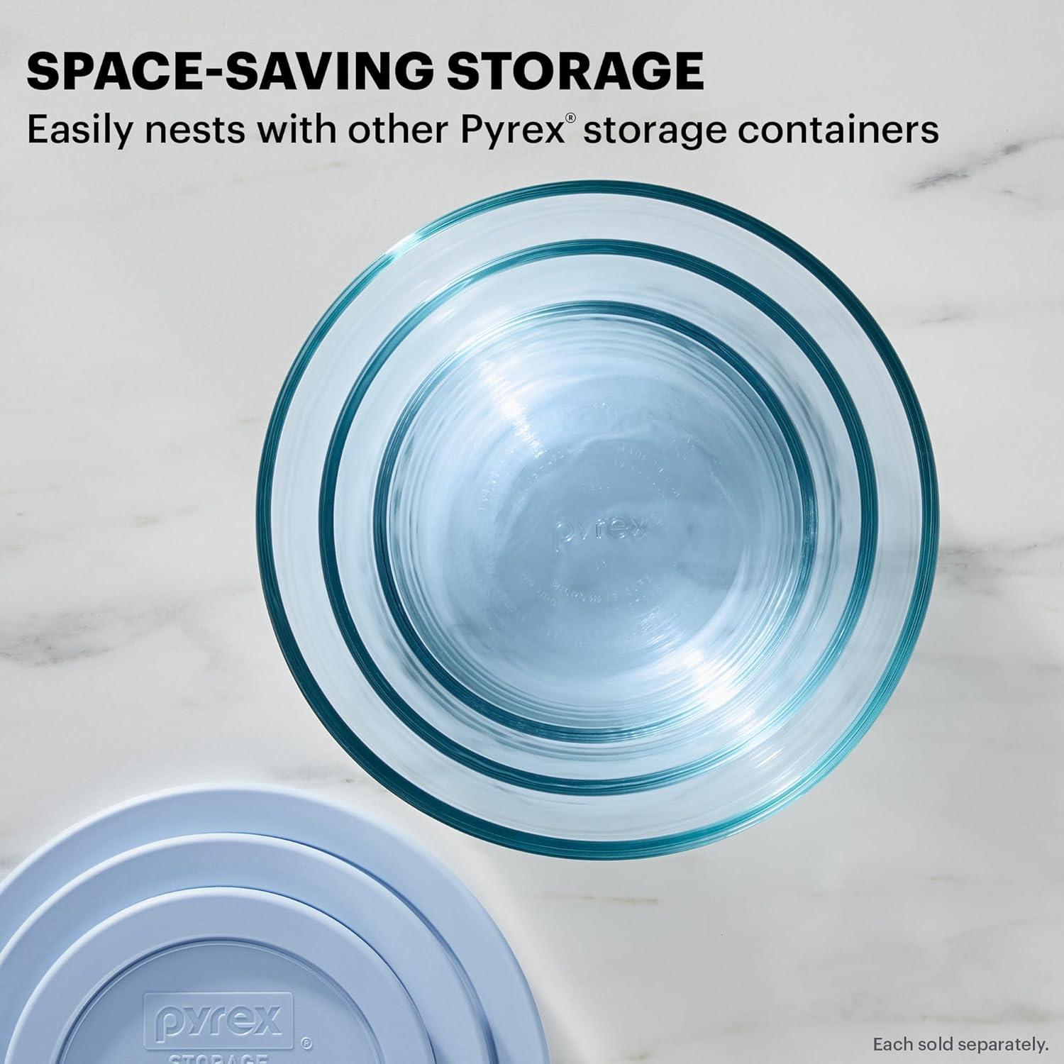 image:imagePyrex Colors 3Pack Medium Tinted Glass Round Food Storage Container Set Snug Fit NonToxic Plastic BPAFree Lids Freezer Dishwasher Microwave Safe 2 Cup 4 Cup amp 7 Cup BlueBlue