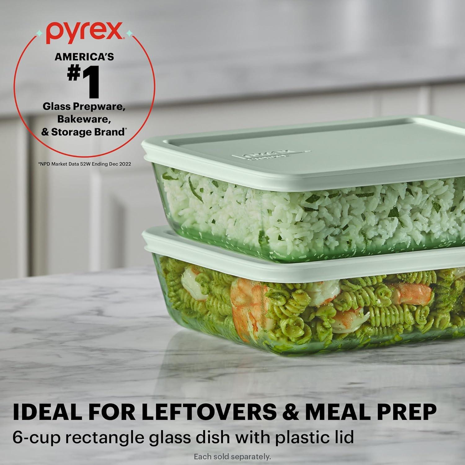 image:imagePyrex Colors Tinted 11 Cup Large Rectangular Food Storage Container Snug Fit NonToxic Plastic BPAFree Lids Freezer Dishwasher Microwave SafeGreen