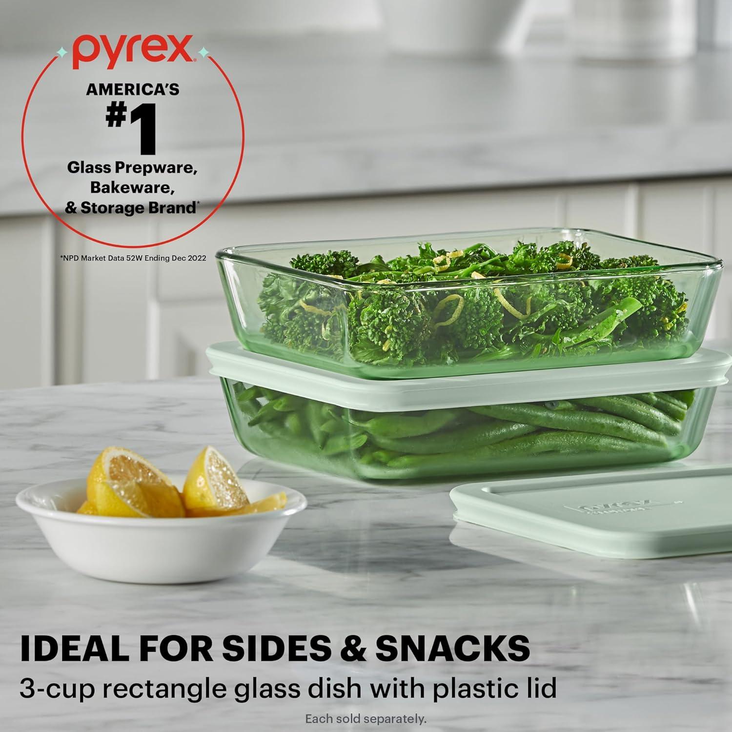 image:imagePyrex Colors Tinted 11 Cup Large Rectangular Food Storage Container Snug Fit NonToxic Plastic BPAFree Lids Freezer Dishwasher Microwave SafeGreen