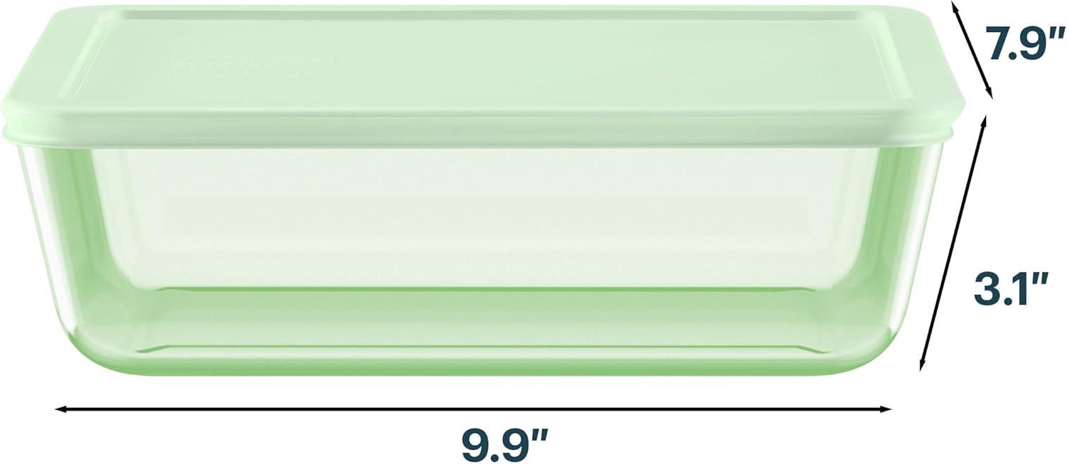 image:imagePyrex Colors Tinted 11 Cup Large Rectangular Food Storage Container Snug Fit NonToxic Plastic BPAFree Lids Freezer Dishwasher Microwave SafeGreen