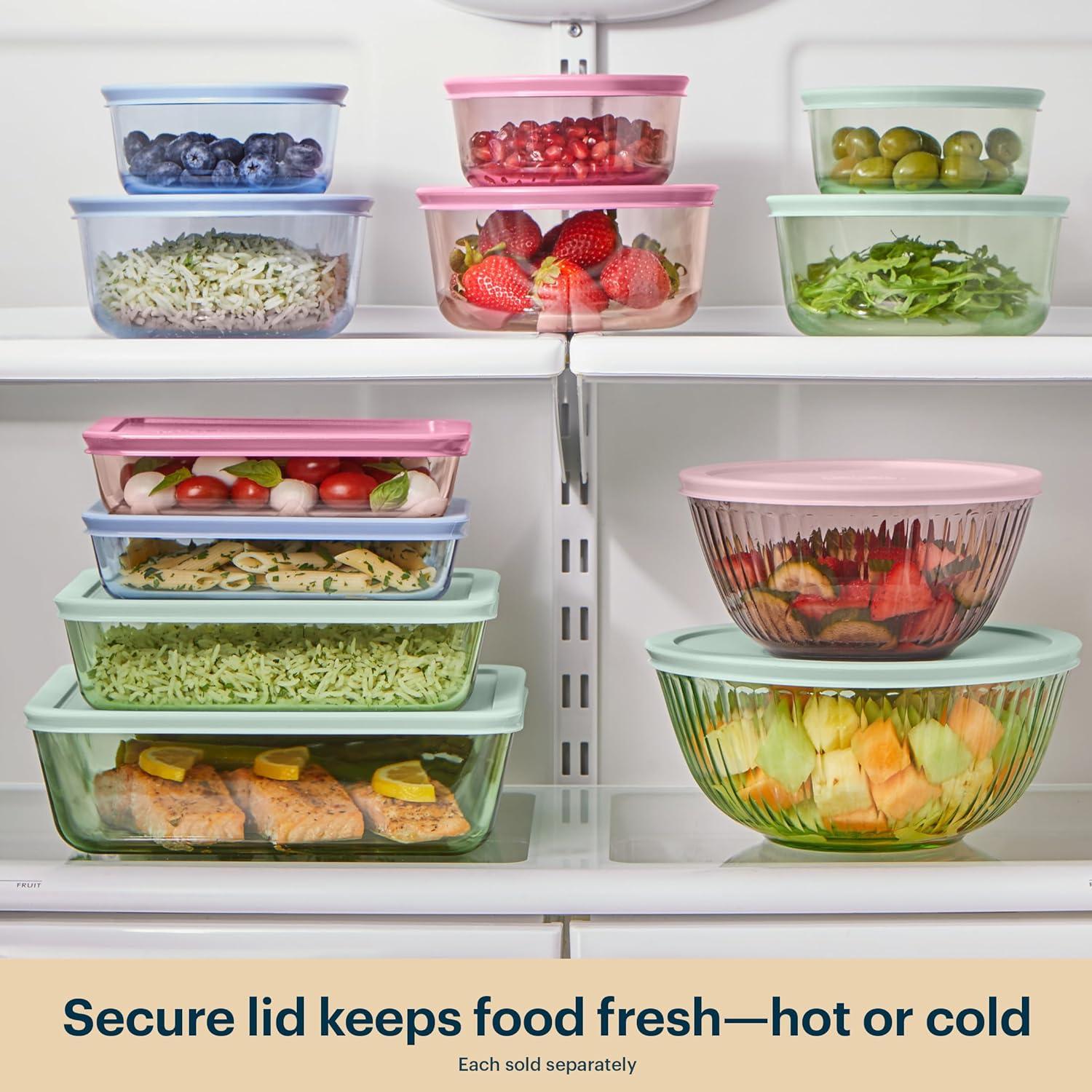 image:imagePyrex Colors Tinted 11 Cup Tinted Glass Large Rectangular Food Storage Container Snug Fit NonToxic Plastic BPAFree Lids Freezer Dishwasher Microwave Safe Aqua