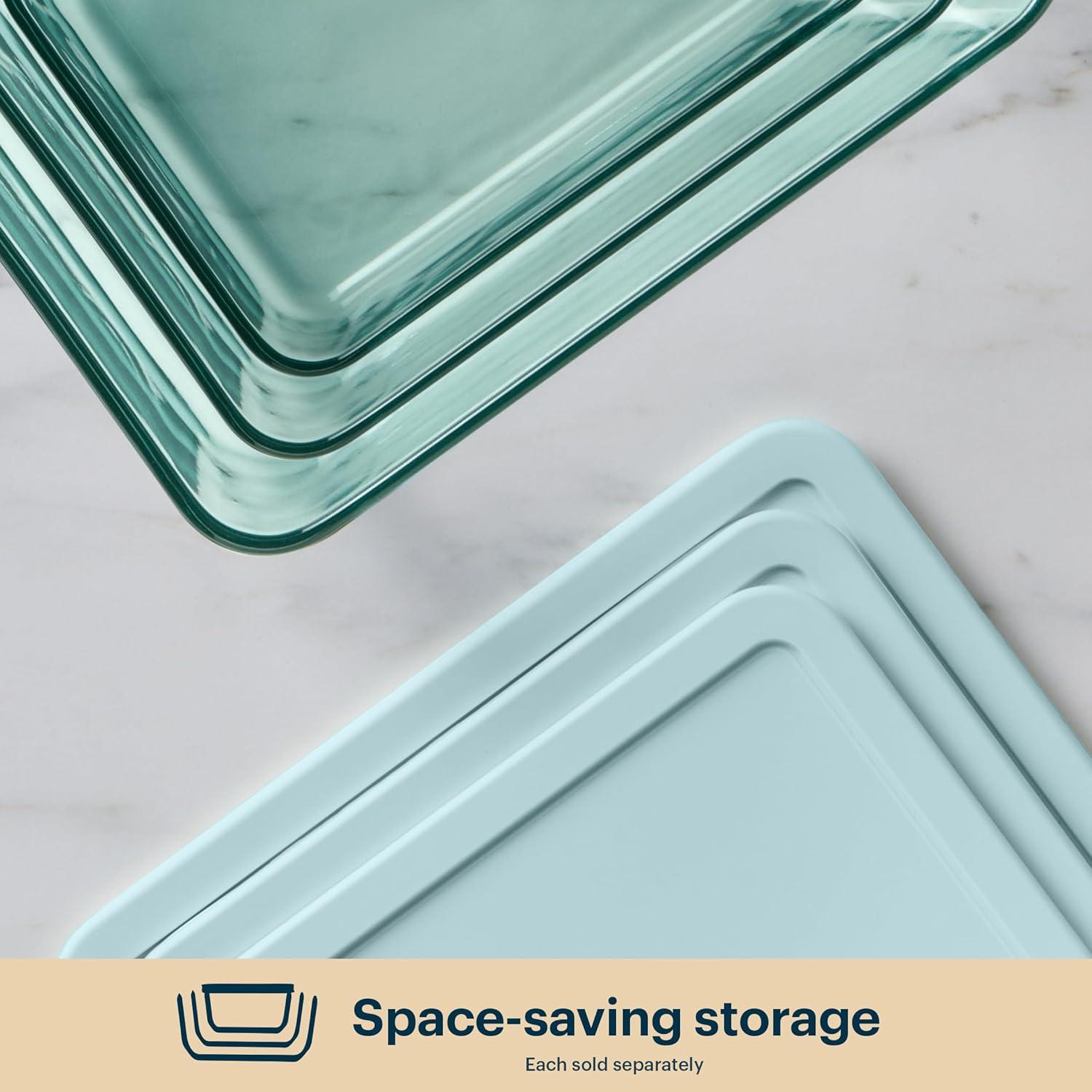 image:imagePyrex Colors Tinted 11 Cup Tinted Glass Large Rectangular Food Storage Container Snug Fit NonToxic Plastic BPAFree Lids Freezer Dishwasher Microwave Safe Aqua