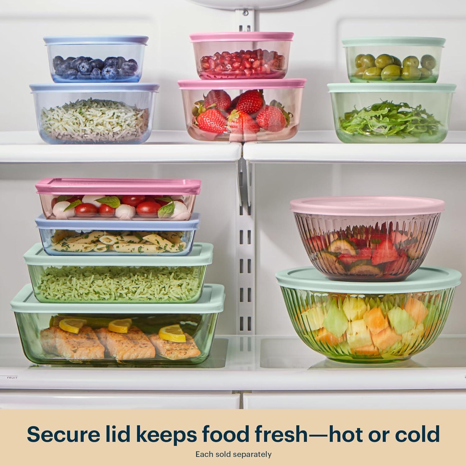 image:imagePyrex Colors Tinted 6PC Medium SmallMedium Round Food Storage Container Set Snug Fit NonToxic Plastic BPAFree Lids Freezer Dishwasher Microwave Safe 2 Cup 4 Cup amp 7 CupBlue Green Aqua