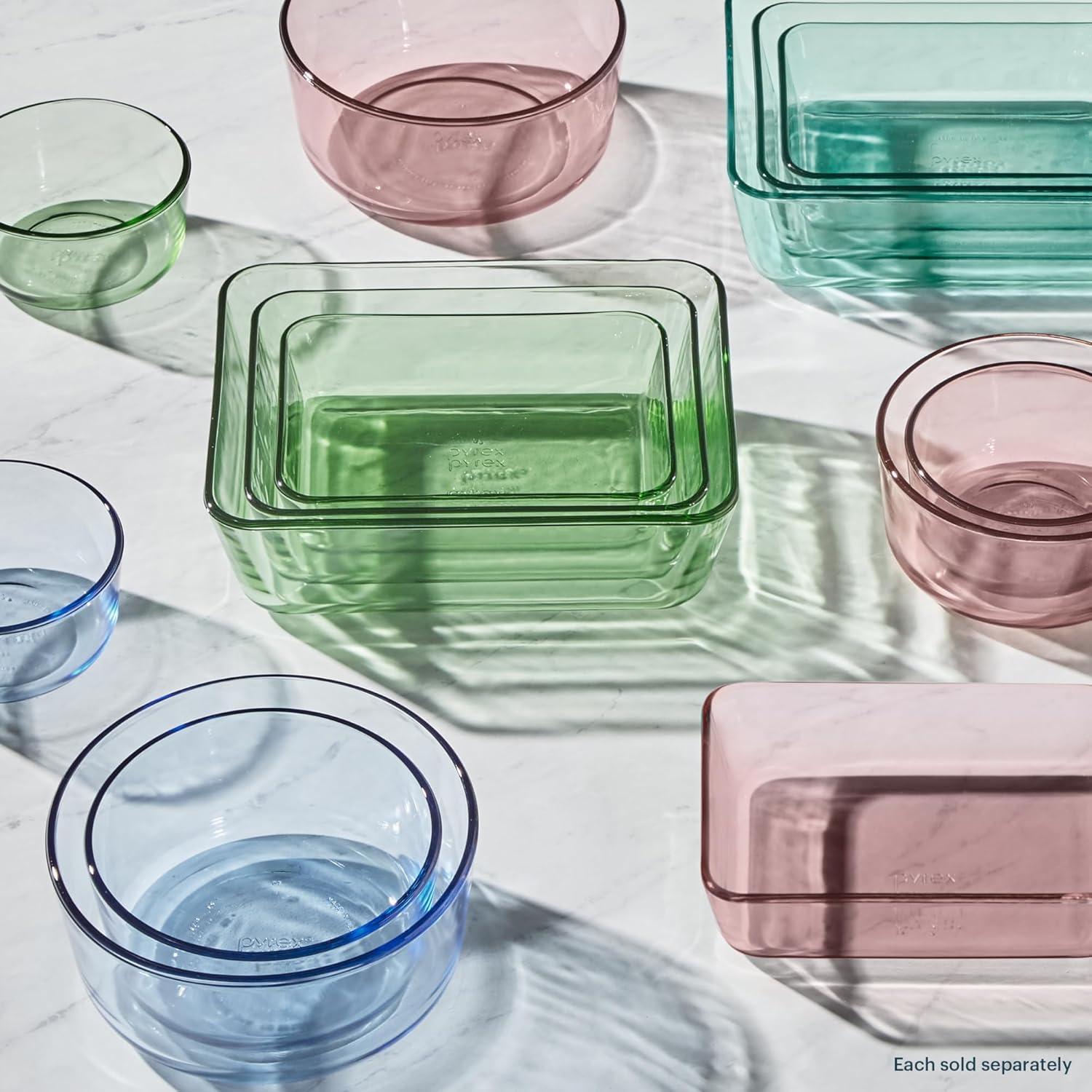 image:imagePyrex Colors Tinted 6PC Medium SmallMedium Round Food Storage Container Set Snug Fit NonToxic Plastic BPAFree Lids Freezer Dishwasher Microwave Safe 2 Cup 4 Cup amp 7 CupBlue Green Aqua