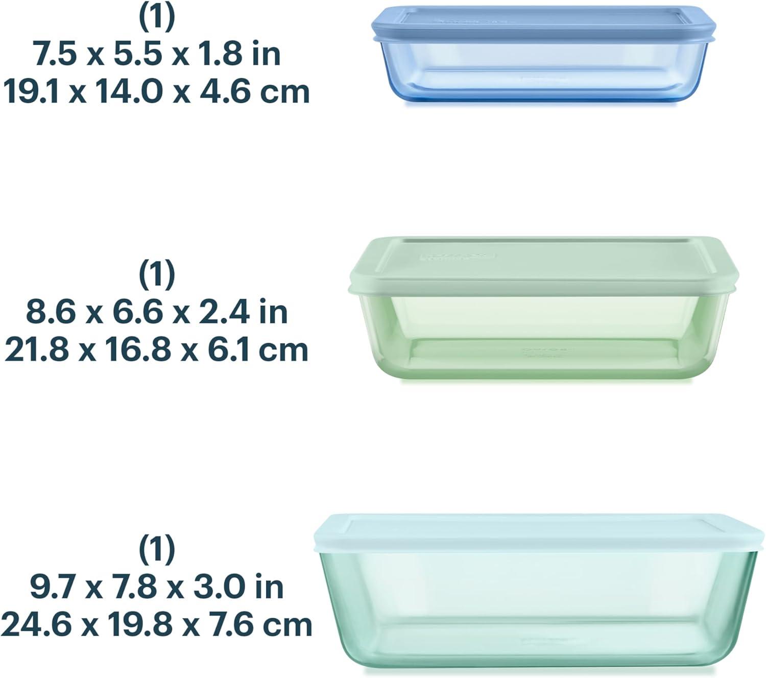 image:imagePyrex Colors Tinted 6PC Medium SmallMedium Round Food Storage Container Set Snug Fit NonToxic Plastic BPAFree Lids Freezer Dishwasher Microwave Safe 2 Cup 4 Cup amp 7 CupBlue Green Aqua