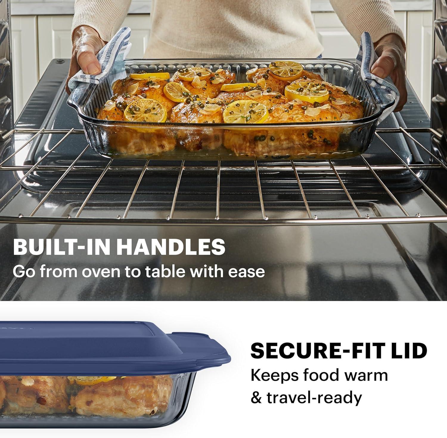 image:imagePyrex Colors Tinted 9x13 Glass Baking Dish with BPAFree Lid Oblong Bakeware Glass Pan For Casserole amp Lasagna Dishwasher Freezer Microwave and PreHeated Oven Safe SmokeSmoke