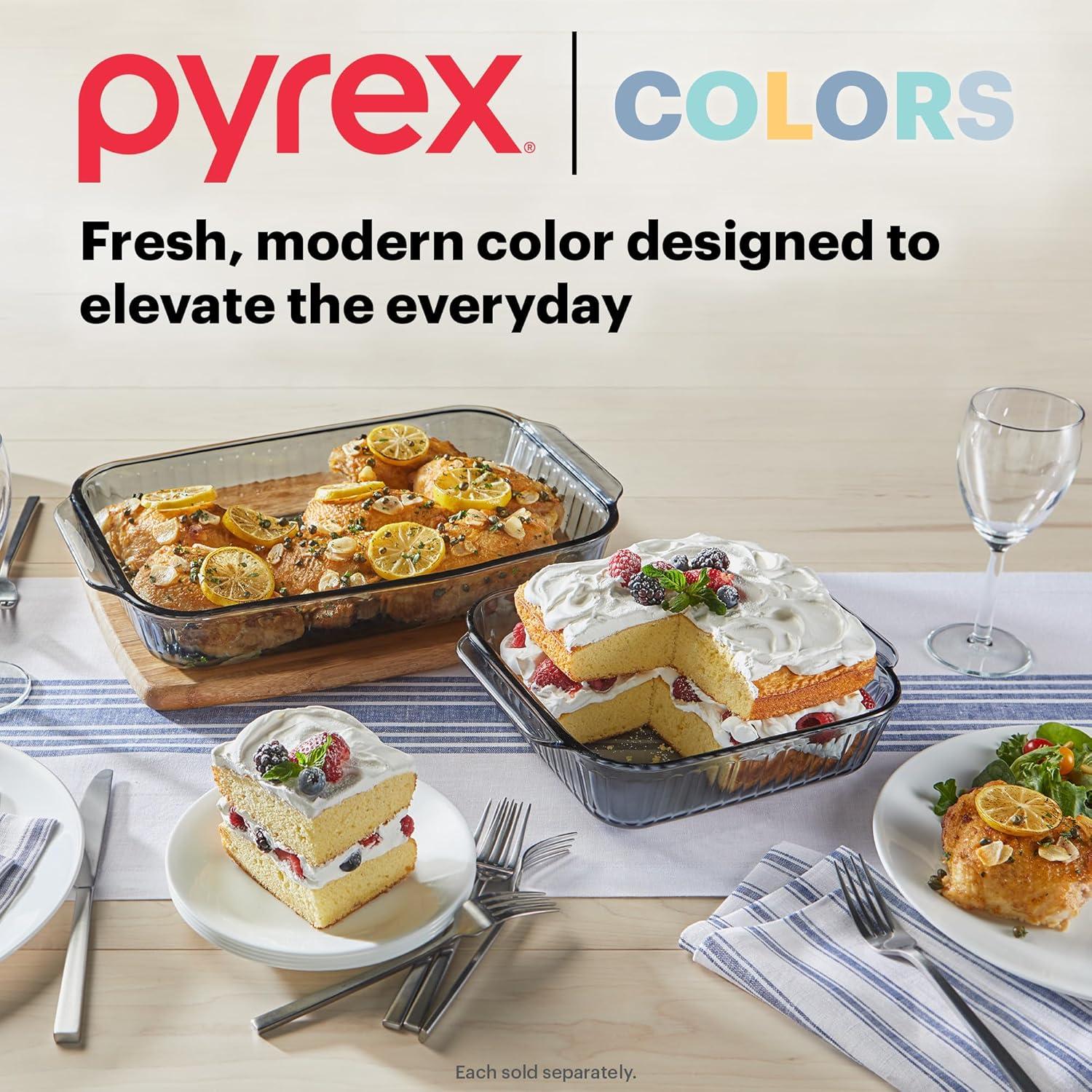 image:imagePyrex Colors Tinted 9x13 Glass Baking Dish with BPAFree Lid Oblong Bakeware Glass Pan For Casserole amp Lasagna Dishwasher Freezer Microwave and PreHeated Oven Safe SmokeSmoke
