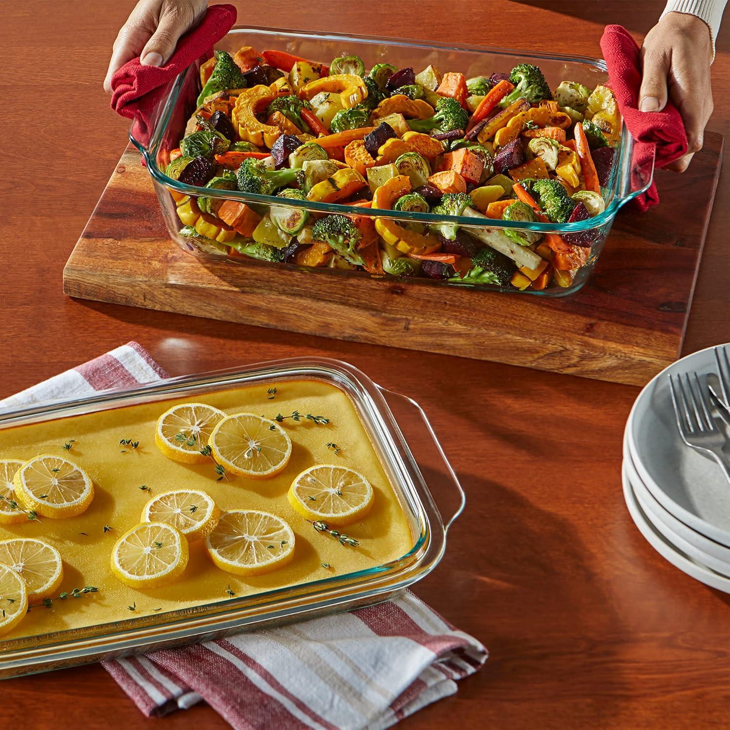 image:imagePyrex Deep 52Qt 9x13 2in1 Glass Baking Dish with Glass Lid Extra Large Rectangular Baking Pan For Casserole amp Lasagna Dishwasher Freezer Microwave and PreHeated Oven Safe52 QT