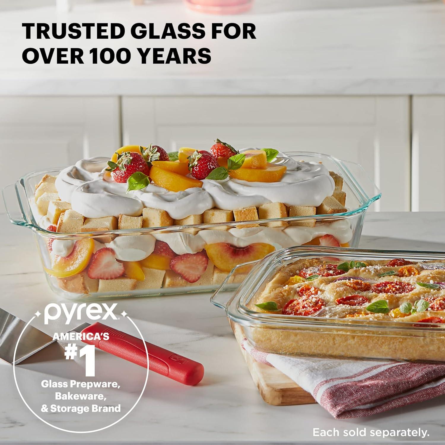 image:imagePyrex Deep 9x13Inch Glass Baking Dish with Lid Deep Casserole Dish Glass Food Container Oven Freezer and Microwave Safe Clear Container7x11 1Count