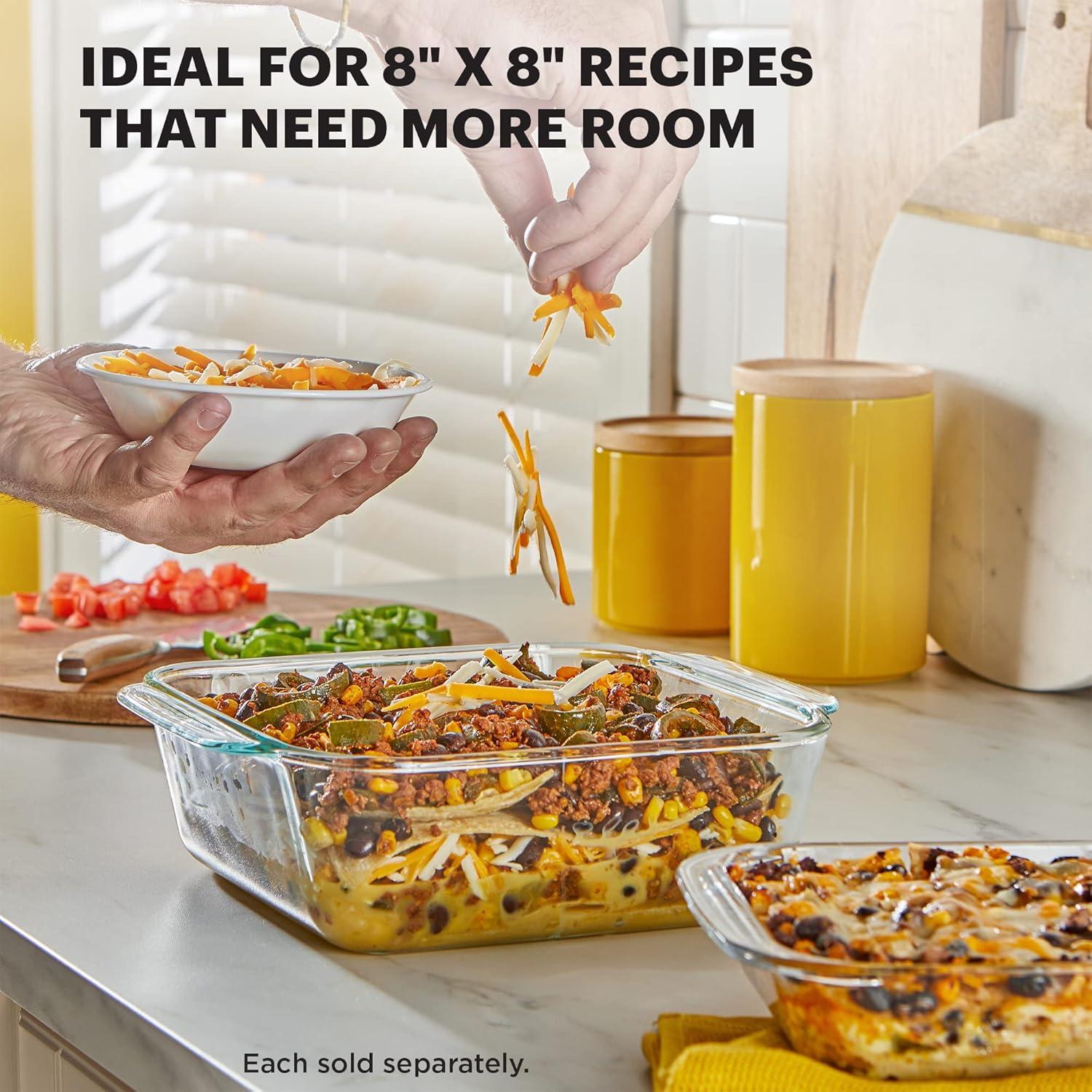image:imagePyrex Deep 9x13Inch Glass Baking Dish with Lid Deep Casserole Dish Glass Food Container Oven Freezer and Microwave Safe Clear Container8x8 1Count