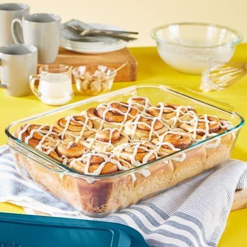 image:imagePyrex Deep 9x13Inch Glass Baking Dish with Lid Deep Casserole Dish Glass Food Container Oven Freezer and Microwave Safe Clear Container9x13 1Count