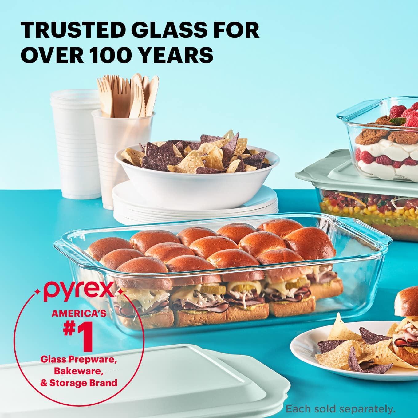 image:imagePyrex Deep 9x13Inch Glass Baking Dish with Lid Deep Casserole Dish Glass Food Container Oven Freezer and Microwave Safe Clear Container9x13 1Count