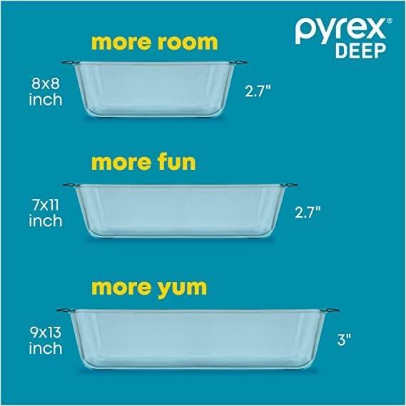 image:imagePyrex Deep 9x13Inch Glass Baking Dish with Lid Deep Casserole Dish Glass Food Container Oven Freezer and Microwave Safe Clear Container9x13 1Count