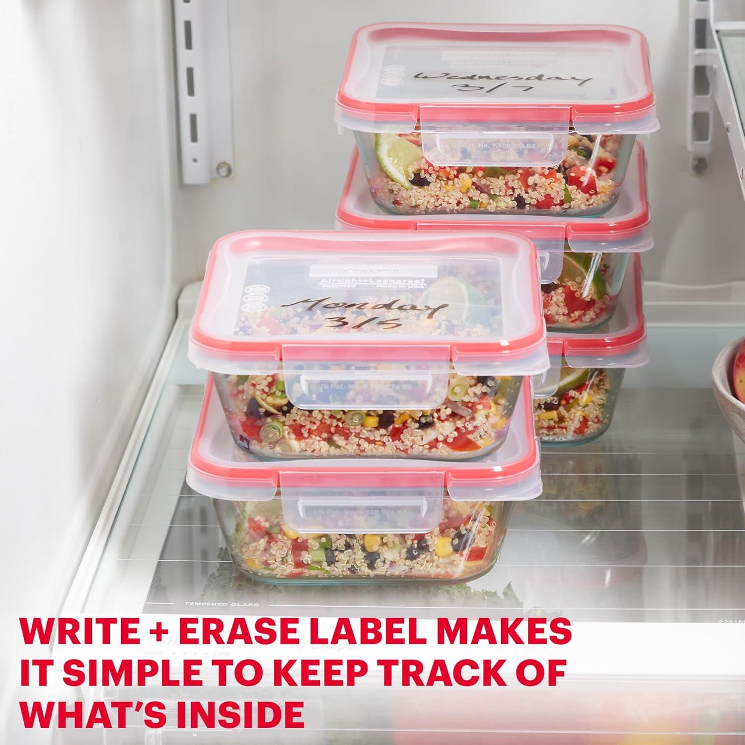 image:imagePyrex Freshlock 7Pack Glass Food Storage Containers Set 1 2 4 Cups Airtight amp Leakproof Plastic Locking Lids BPAFree Meal Prep Containers Set Freezer Dishwasher Microwave Safe5 Pack 4Cup