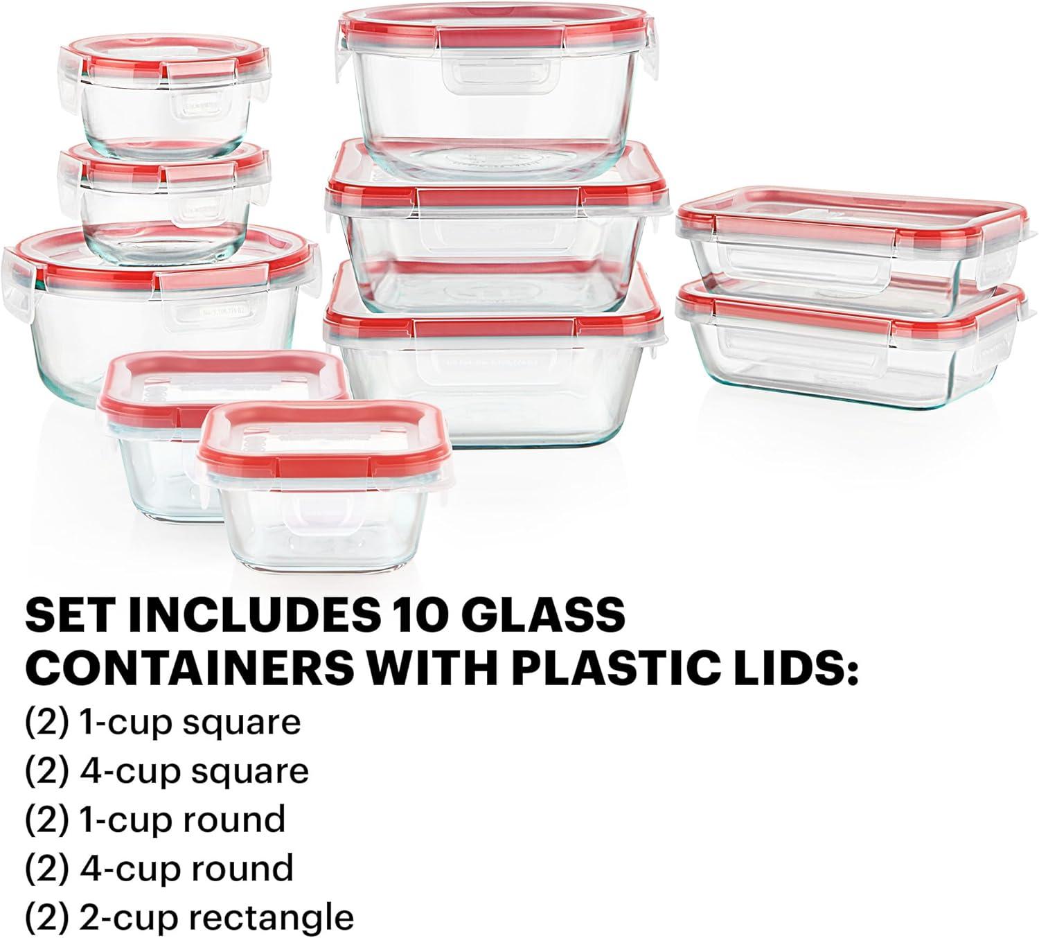 image:imagePyrex Freshlock 7Pack Glass Food Storage Containers Set 1 2 4 Cups Airtight amp Leakproof Plastic Locking Lids BPAFree Meal Prep Containers Set Freezer Dishwasher Microwave Safe10 Pack