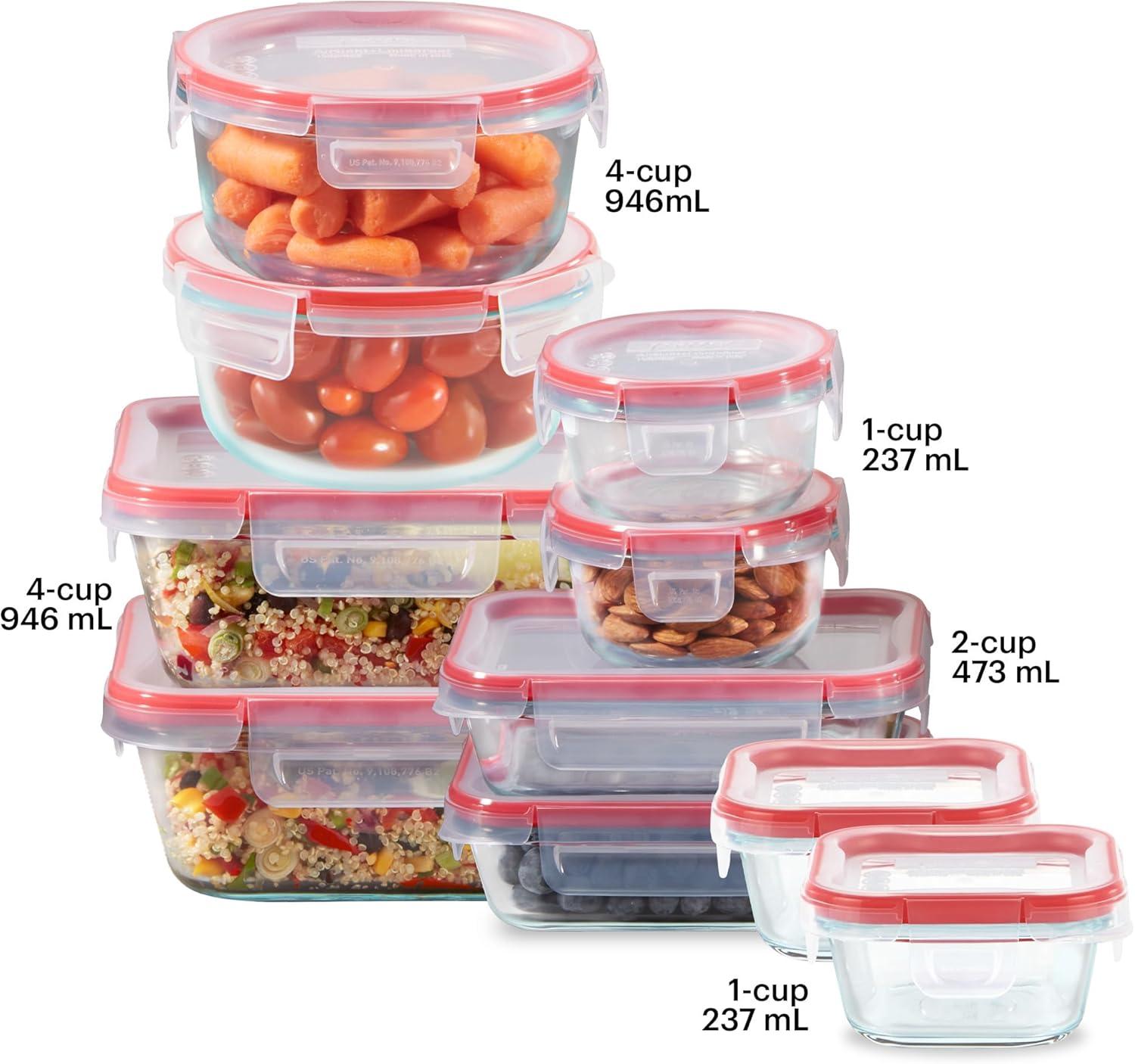 image:imagePyrex Freshlock 7Pack Glass Food Storage Containers Set 1 2 4 Cups Airtight amp Leakproof Plastic Locking Lids BPAFree Meal Prep Containers Set Freezer Dishwasher Microwave Safe10 Pack