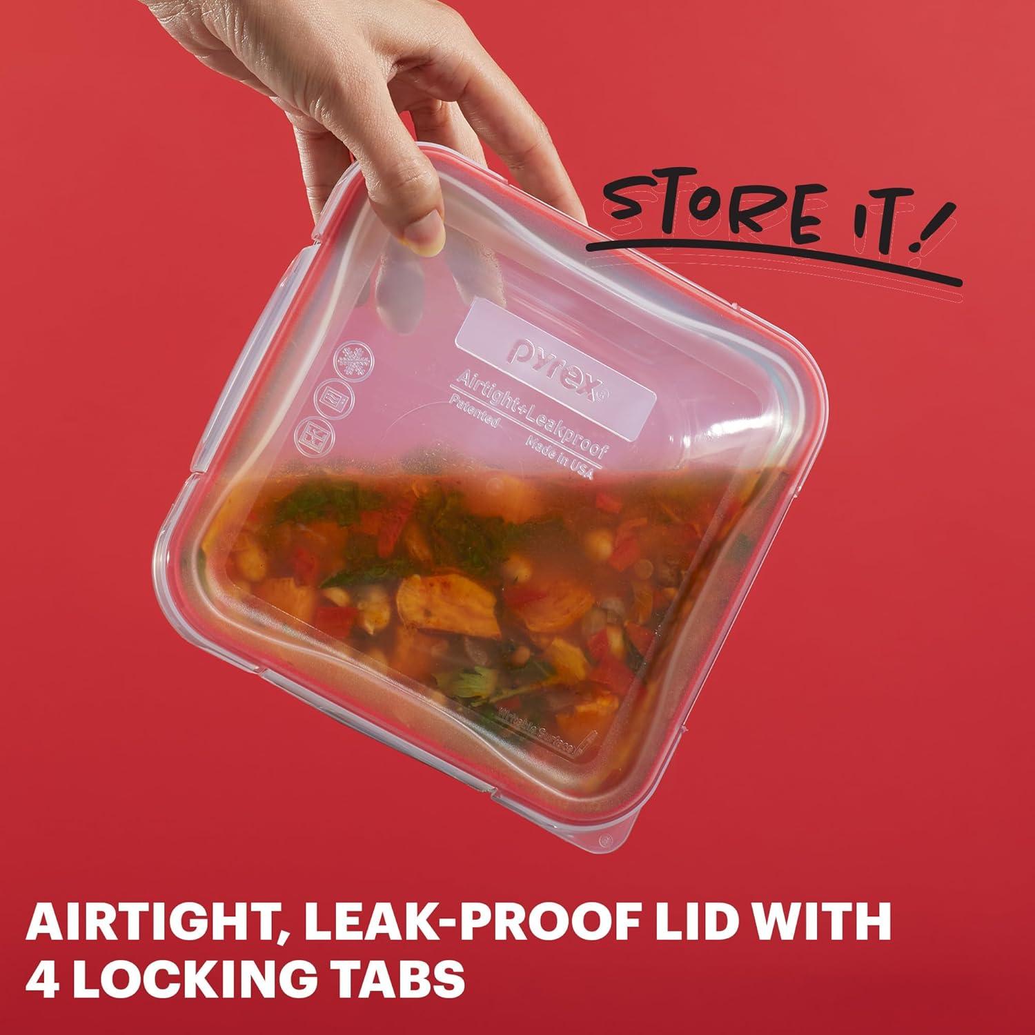image:imagePyrex Freshlock 7Pack Glass Food Storage Containers Set 1 2 4 Cups Airtight amp Leakproof Plastic Locking Lids BPAFree Meal Prep Containers Set Freezer Dishwasher Microwave Safe5 Pack 4Cup