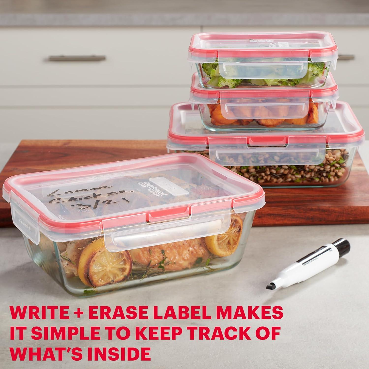image:imagePyrex Freshlock 7Pack Glass Food Storage Containers Set 1 2 4 Cups Airtight amp Leakproof Plastic Locking Lids BPAFree Meal Prep Containers Set Freezer Dishwasher Microwave Safe4 Pack