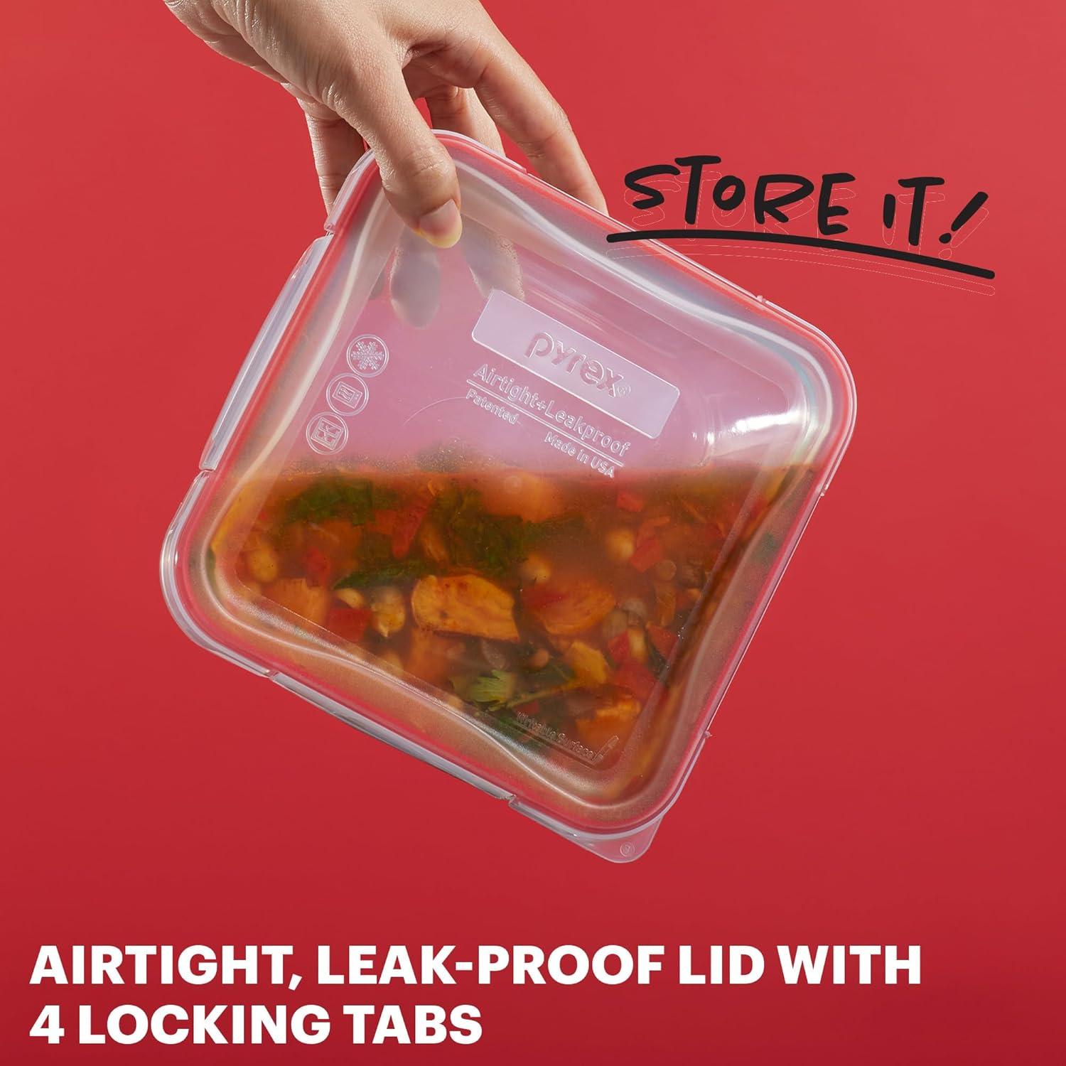 image:imagePyrex Freshlock 7Pack Glass Food Storage Containers Set 1 2 4 Cups Airtight amp Leakproof Plastic Locking Lids BPAFree Meal Prep Containers Set Freezer Dishwasher Microwave Safe10 Pack