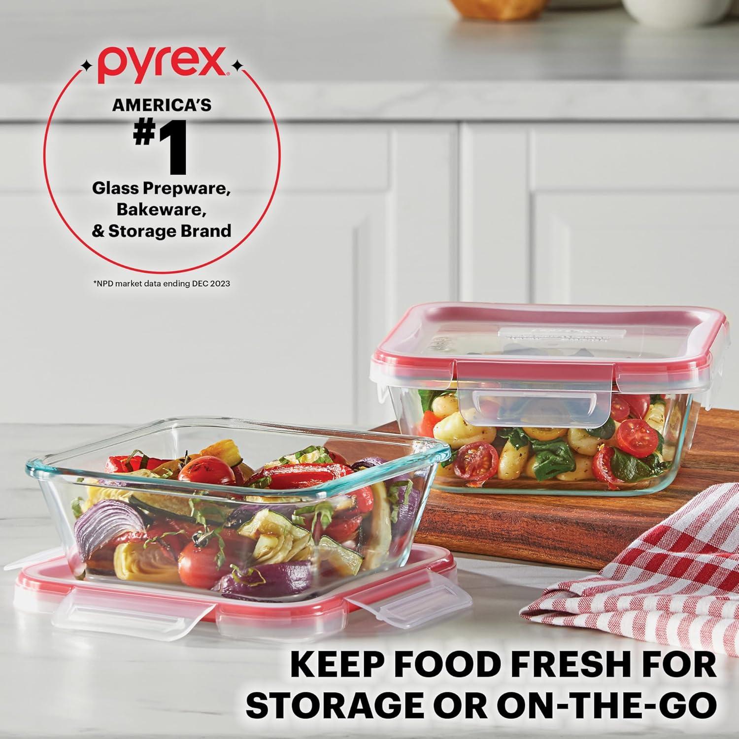 image:imagePyrex Freshlock 7Pack Glass Food Storage Containers Set 1 2 4 Cups Airtight amp Leakproof Plastic Locking Lids BPAFree Meal Prep Containers Set Freezer Dishwasher Microwave Safe10 Pack