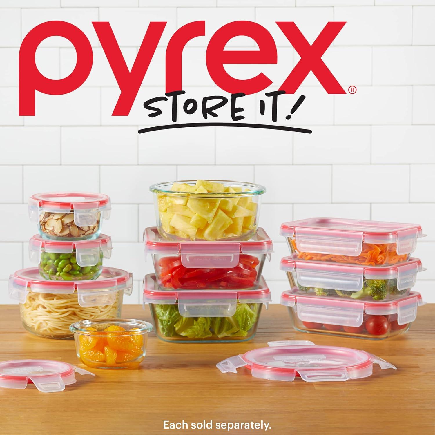 image:imagePyrex Freshlock 7Pack Glass Food Storage Containers Set 1 2 4 Cups Airtight amp Leakproof Plastic Locking Lids BPAFree Meal Prep Containers Set Freezer Dishwasher Microwave Safe3 Pack 6Cup