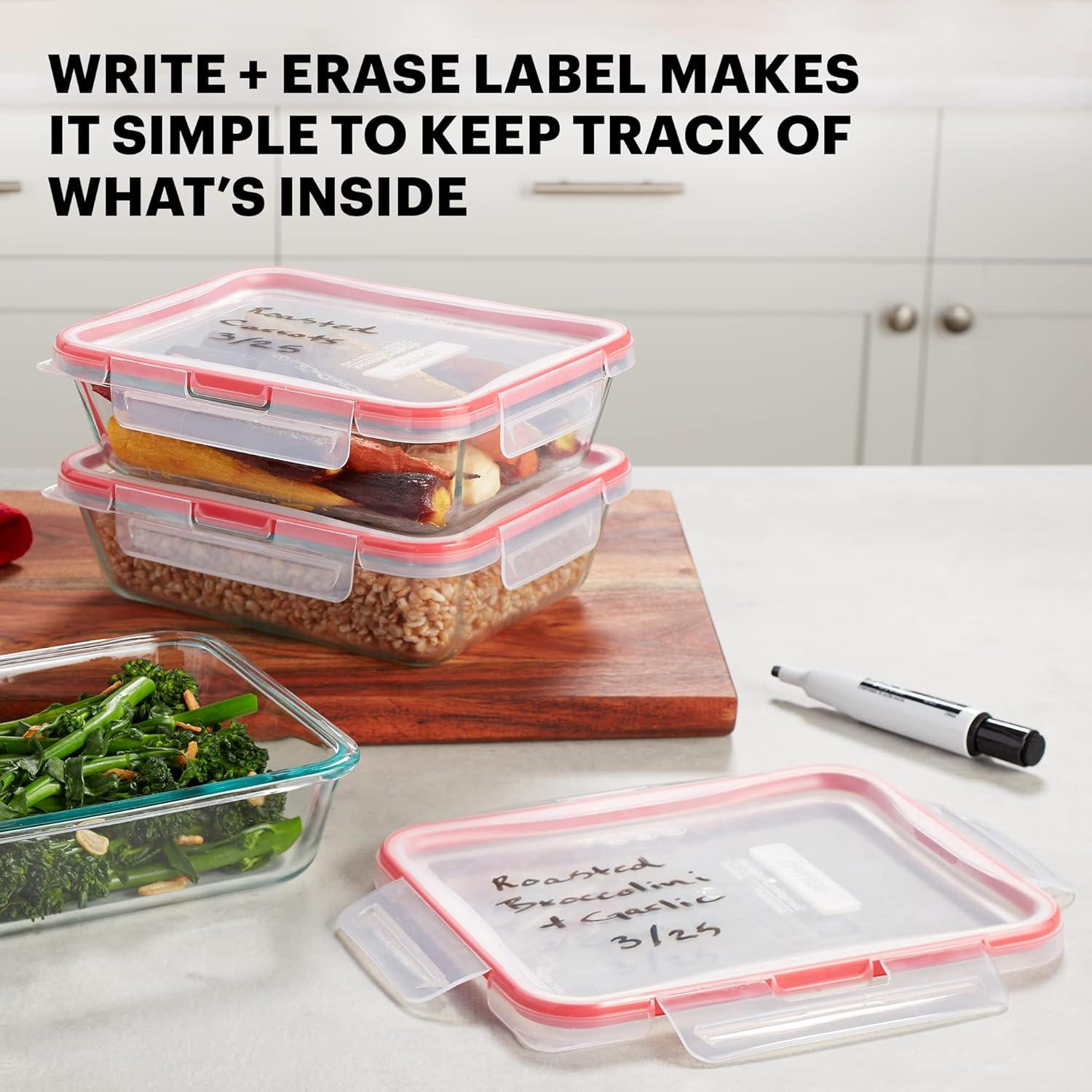 image:imagePyrex Freshlock 7Pack Glass Food Storage Containers Set 1 2 4 Cups Airtight amp Leakproof Plastic Locking Lids BPAFree Meal Prep Containers Set Freezer Dishwasher Microwave Safe3 Pack 6Cup