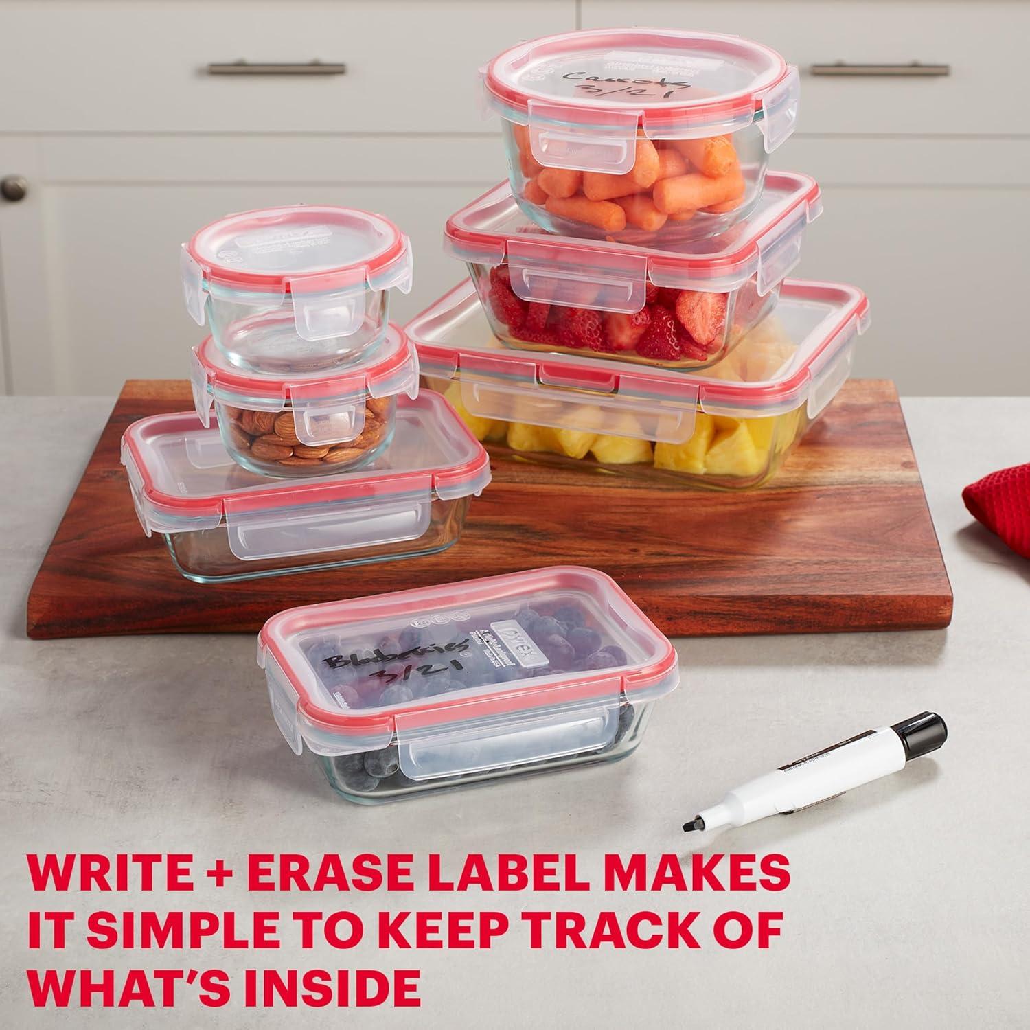 image:imagePyrex Freshlock 7Pack Glass Food Storage Containers Set 1 2 4 Cups Airtight amp Leakproof Plastic Locking Lids BPAFree Meal Prep Containers Set Freezer Dishwasher Microwave Safe7 Pack