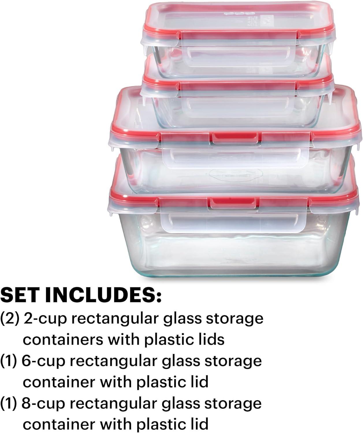 image:imagePyrex Freshlock 7Pack Glass Food Storage Containers Set 1 2 4 Cups Airtight amp Leakproof Plastic Locking Lids BPAFree Meal Prep Containers Set Freezer Dishwasher Microwave Safe4 Pack