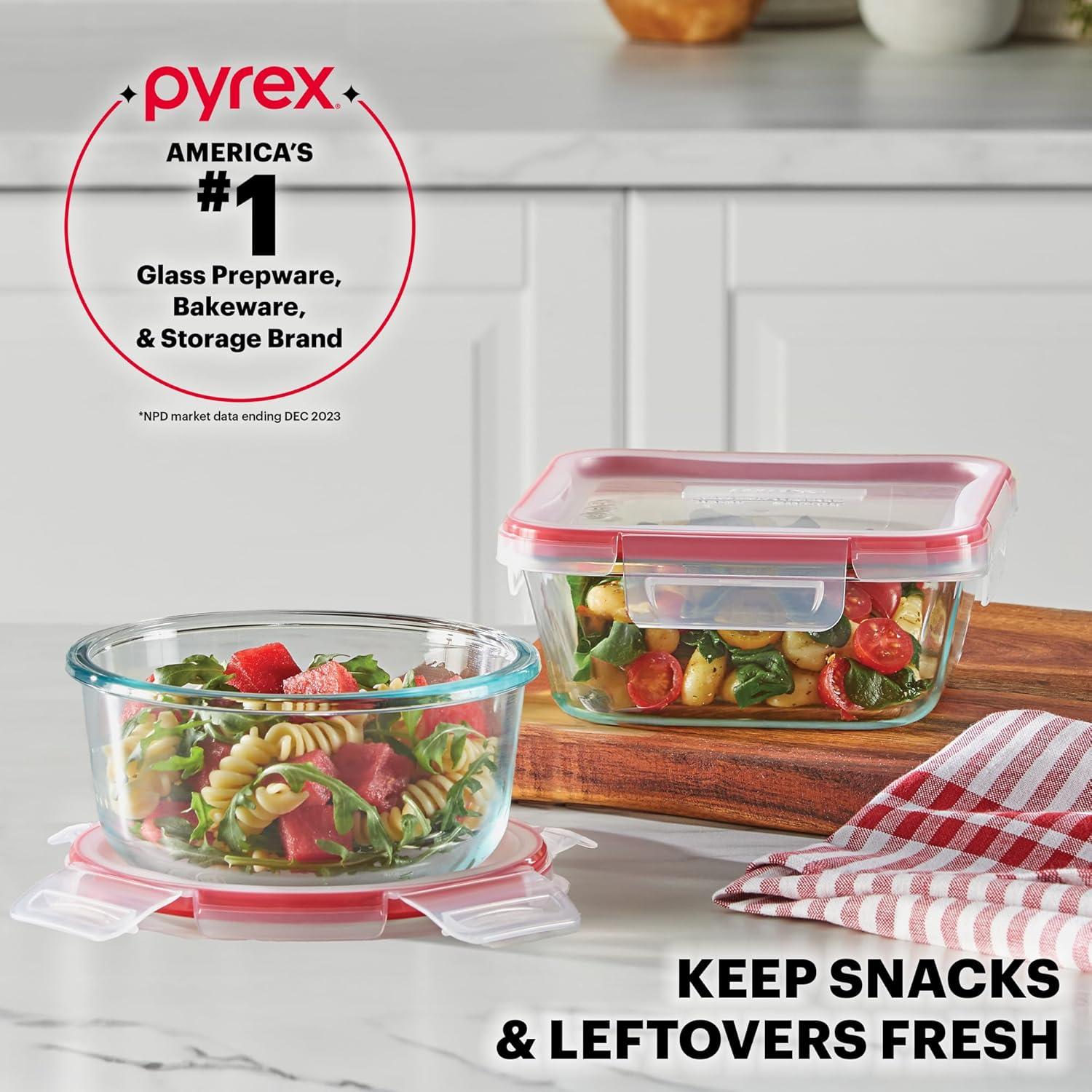 image:imagePyrex Freshlock 7Pack Glass Food Storage Containers Set 1 2 4 Cups Airtight amp Leakproof Plastic Locking Lids BPAFree Meal Prep Containers Set Freezer Dishwasher Microwave Safe7 Pack