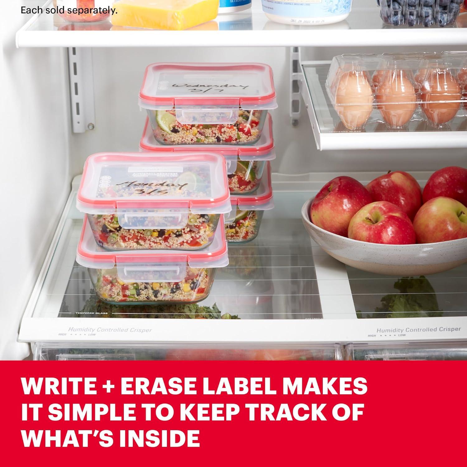 image:imagePyrex Freshlock Glass Food Storage Container Airtight amp Leakproof Plastic Locking Lids Freezer Dishwasher Microwave Safe 4 Cup Square4 Cup Square