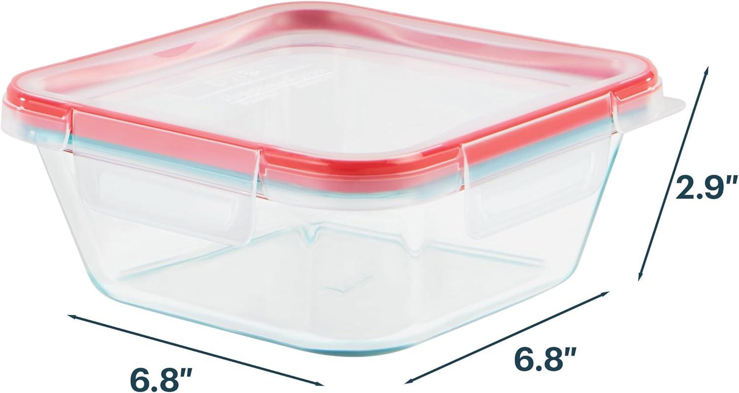 image:imagePyrex Freshlock Glass Food Storage Container Airtight amp Leakproof Plastic Locking Lids Freezer Dishwasher Microwave Safe 8 Cup4 Cup Square