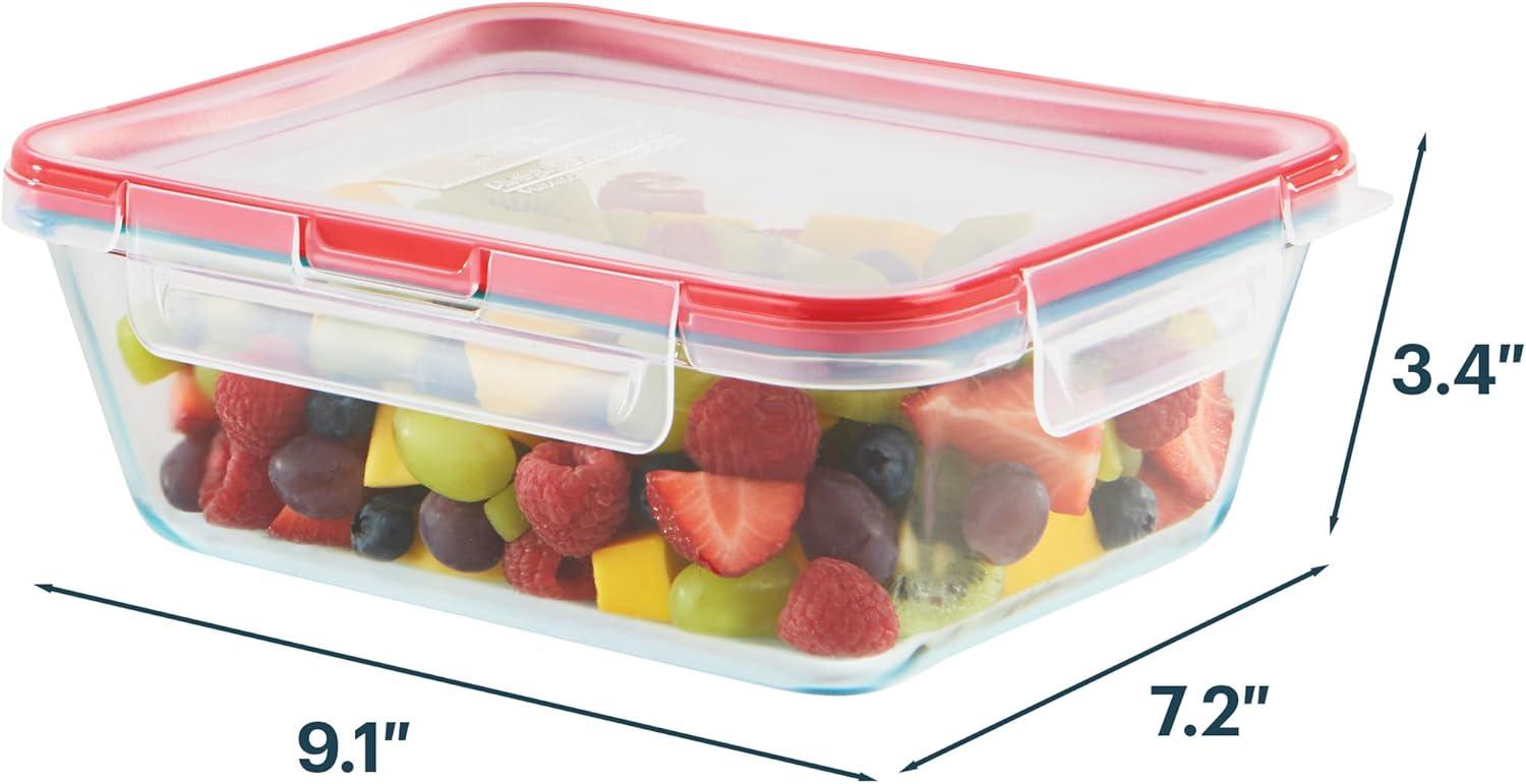 image:imagePyrex Freshlock Glass Food Storage Container Airtight amp Leakproof Plastic Locking Lids Freezer Dishwasher Microwave Safe 8 Cup8 Cup