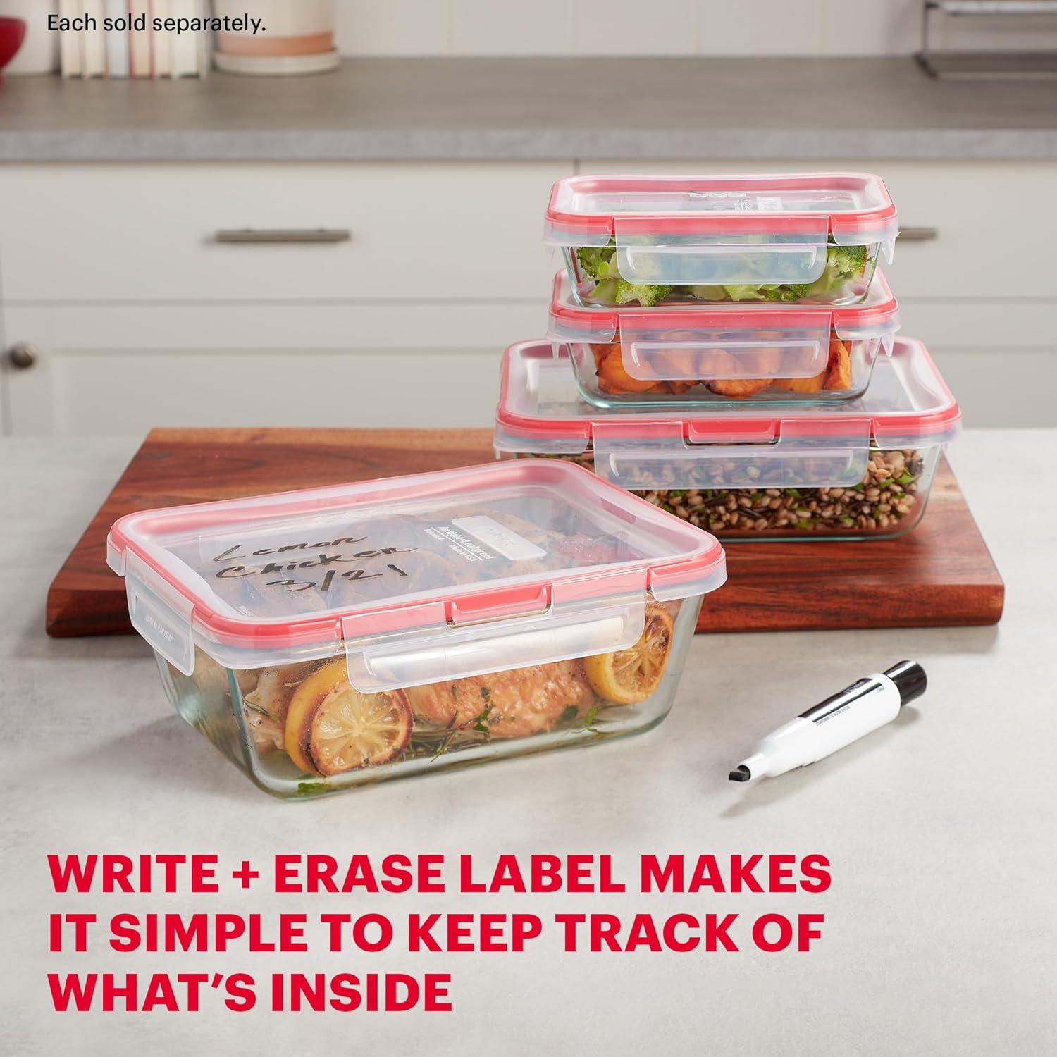 image:imagePyrex Freshlock Glass Food Storage Container Airtight amp Leakproof Plastic Locking Lids Freezer Dishwasher Microwave Safe 8 Cup8 Cup