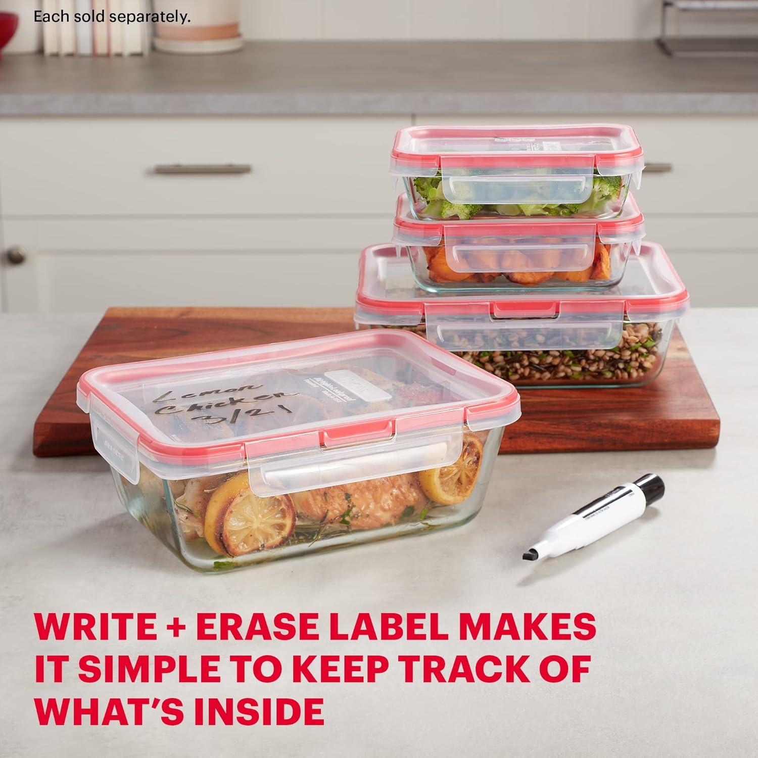 image:imagePyrex Freshlock Glass Food Storage Container Airtight amp Leakproof Plastic Locking Lids Freezer Dishwasher Microwave Safe 8 Cup8 Cup Pack of 2