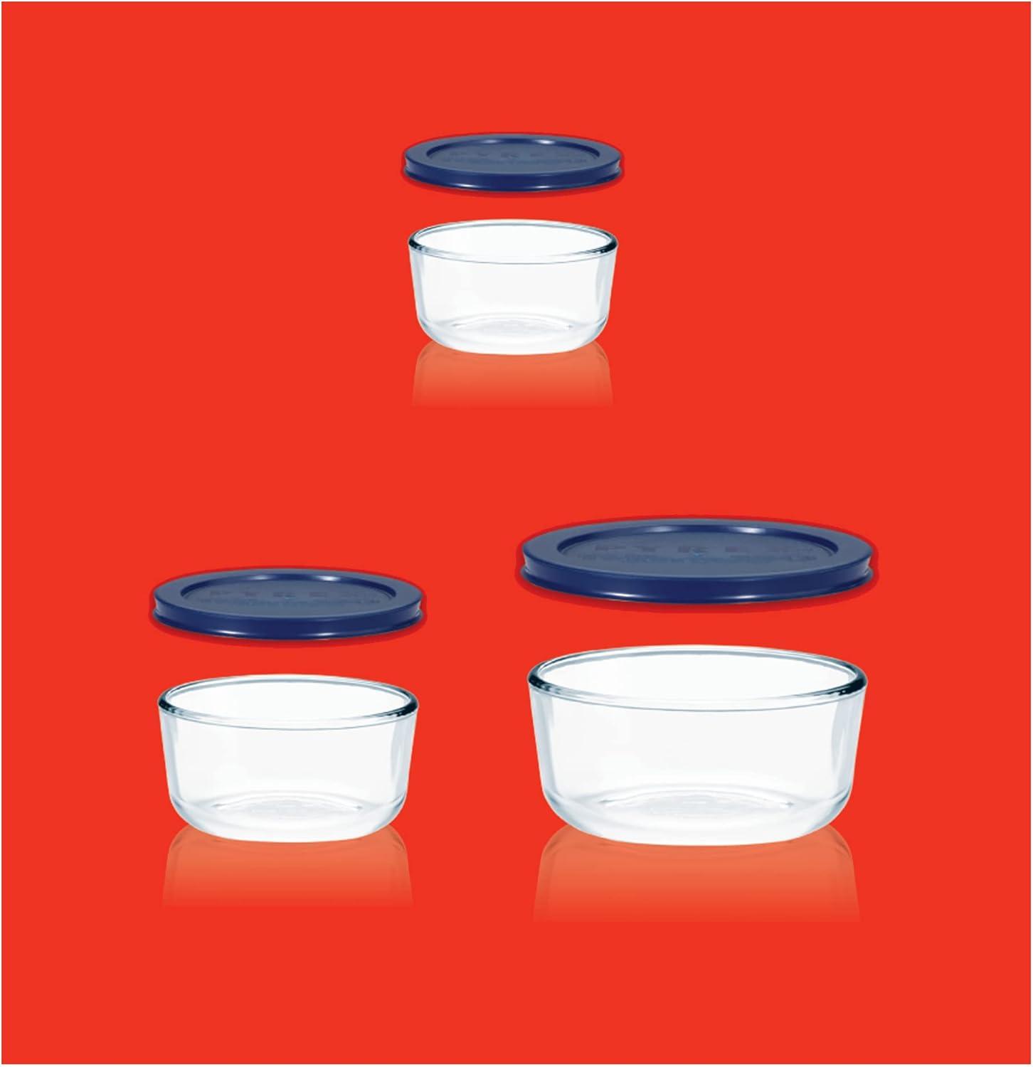 image:imagePyrex Simply Store 3Pack Glass Food Storage Containers Set 2 4 amp 7 Cup Meal Prep Containers With Plastic BPAFree Lids Dishwasher amp Microwave Safe