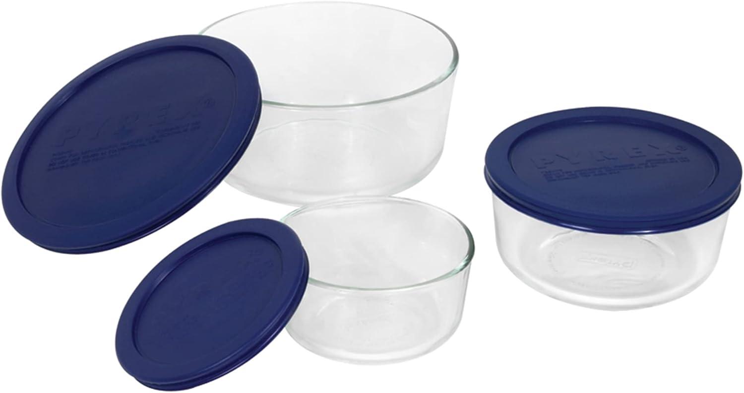 image:imagePyrex Simply Store 3Pack Glass Food Storage Containers Set 2 4 amp 7 Cup Meal Prep Containers With Plastic BPAFree Lids Dishwasher amp Microwave Safe