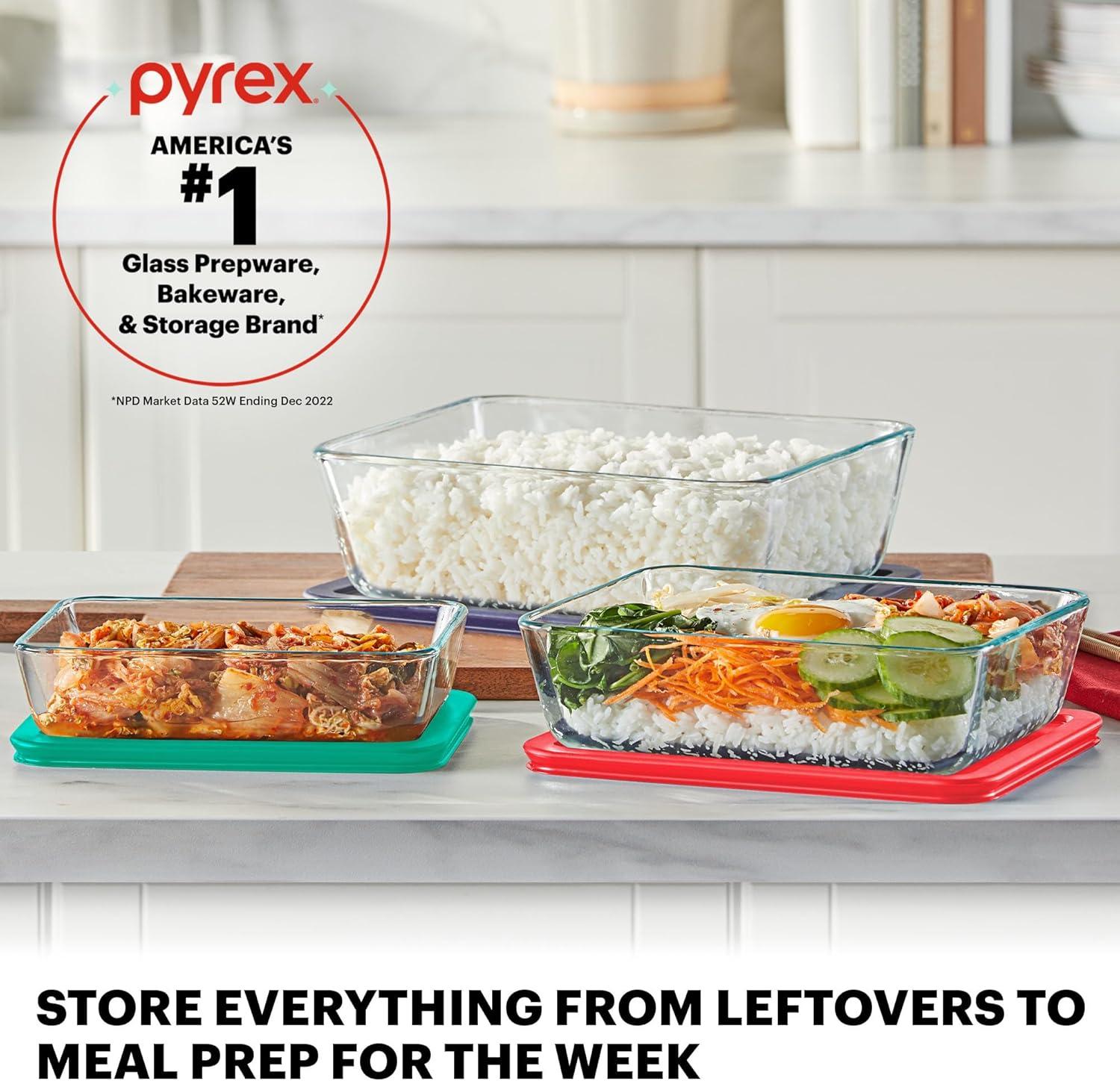 image:imagePyrex Simply Store 8Pack Small Glass Food Storage Containers Set 1 amp 2 Cup Meal Prep Containers With Plastic BPAFree Lids Dishwasher amp Microwave Safe5 Pack Large