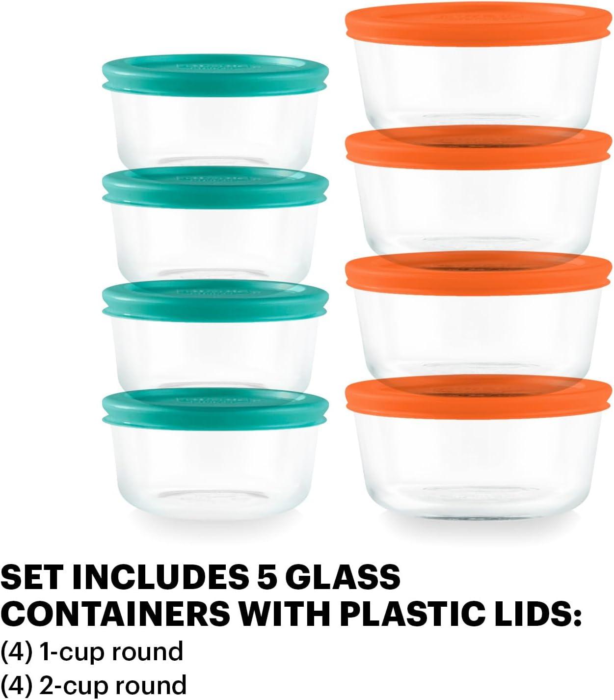 image:imagePyrex Simply Store 8Pack Small Glass Food Storage Containers Set 1 amp 2 Cup Meal Prep Containers With Plastic BPAFree Lids Dishwasher amp Microwave Safe8 Pack Small