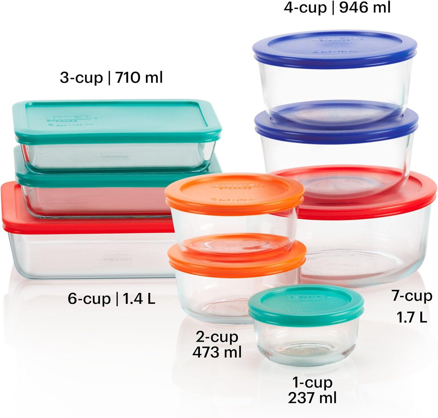 image:imagePyrex Simply Store 8Pack Small Glass Food Storage Containers Set 1 amp 2 Cup Meal Prep Containers With Plastic BPAFree Lids Dishwasher amp Microwave Safe9 Pack