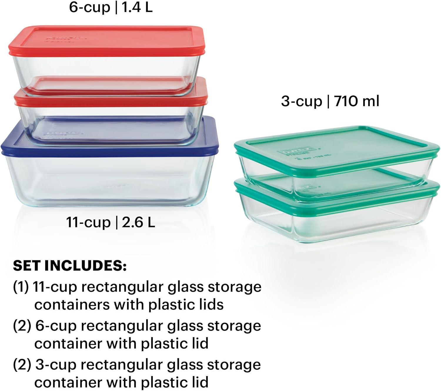 image:imagePyrex Simply Store 8Pack Small Glass Food Storage Containers Set 1 amp 2 Cup Meal Prep Containers With Plastic BPAFree Lids Dishwasher amp Microwave Safe5 Pack Large