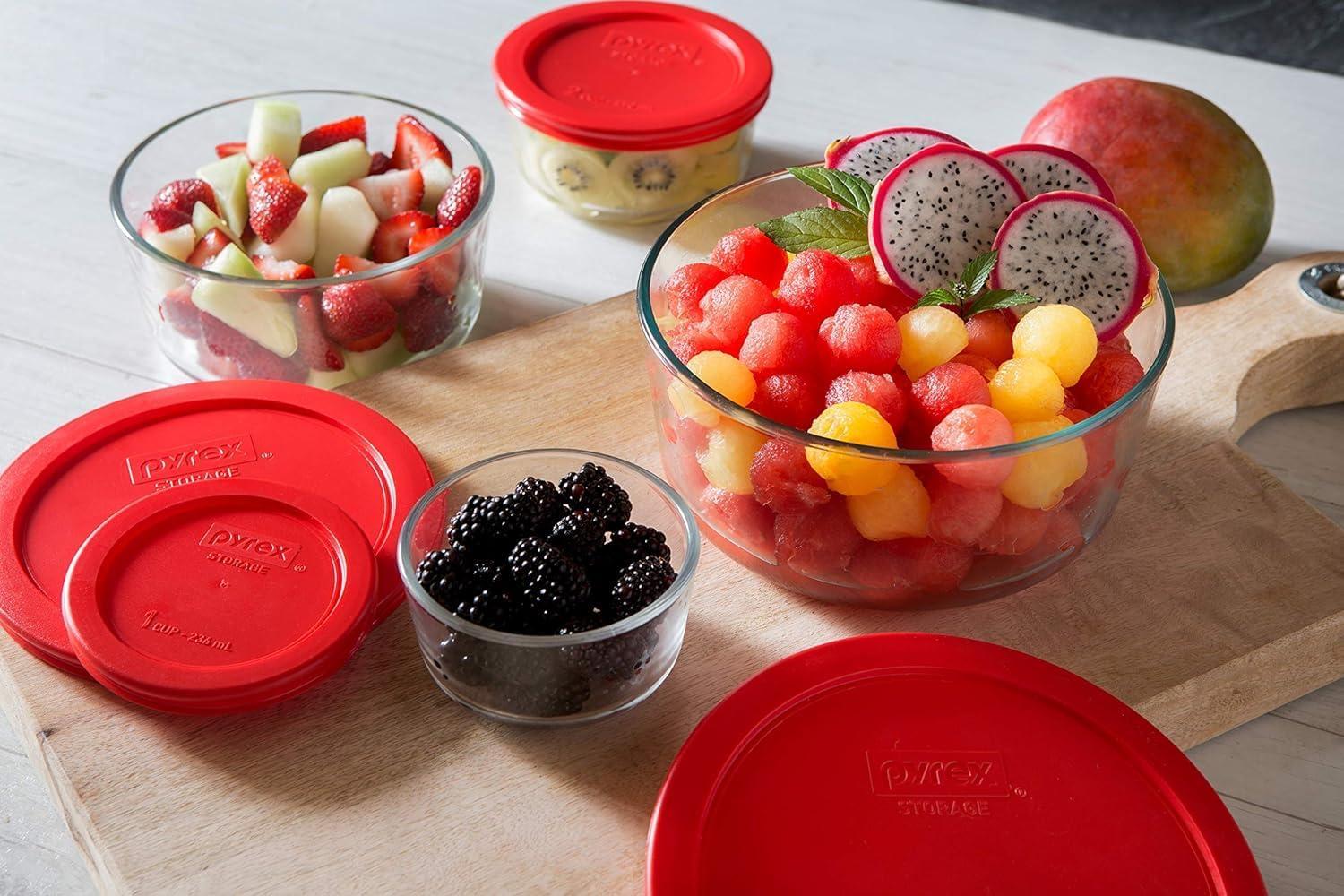 image:imagePyrex Simply Store 8Pack Small Glass Food Storage Containers Set 1 amp 2 Cup Meal Prep Containers With Plastic BPAFree Lids Dishwasher amp Microwave Safe8 Pack Medium