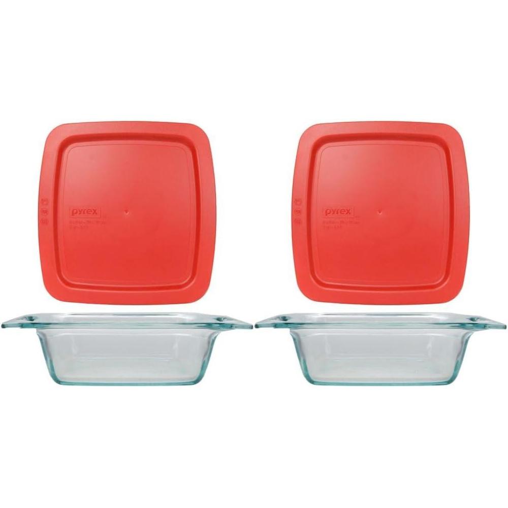 image:imagePyrex 2Pack Extra Large Glass Baking Dish Set With Lids and Handles Oven and Freezer Safe2 QT 2 QT