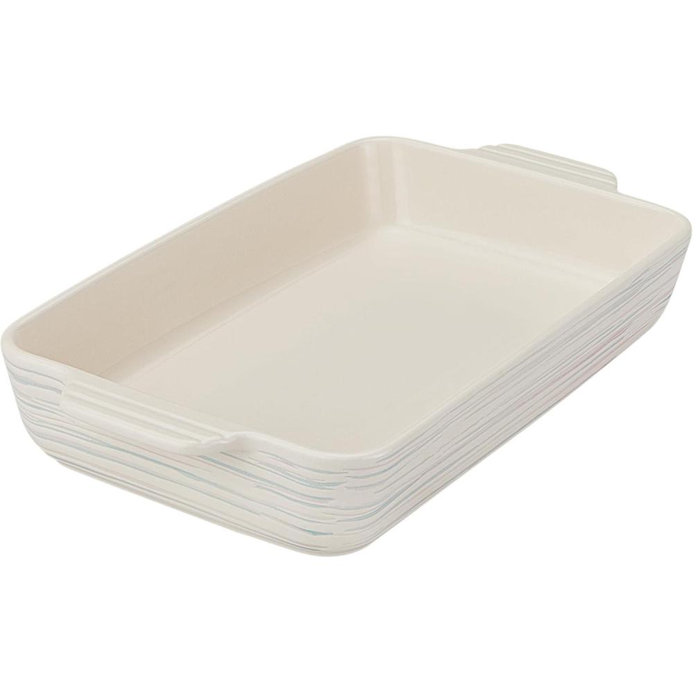 image:imagePyrex 3Piece Ceramic Bakeware Set Nonstick Casserole Dish with Handles Lasagna Oven Pans Bakers For Baking Roasting Steaming Rectangular2 Quart